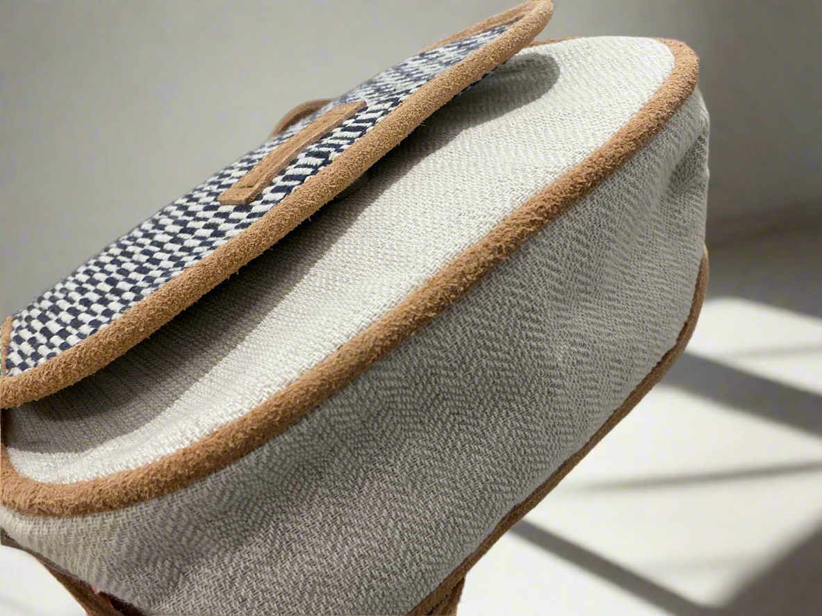 Cream Woven side purse