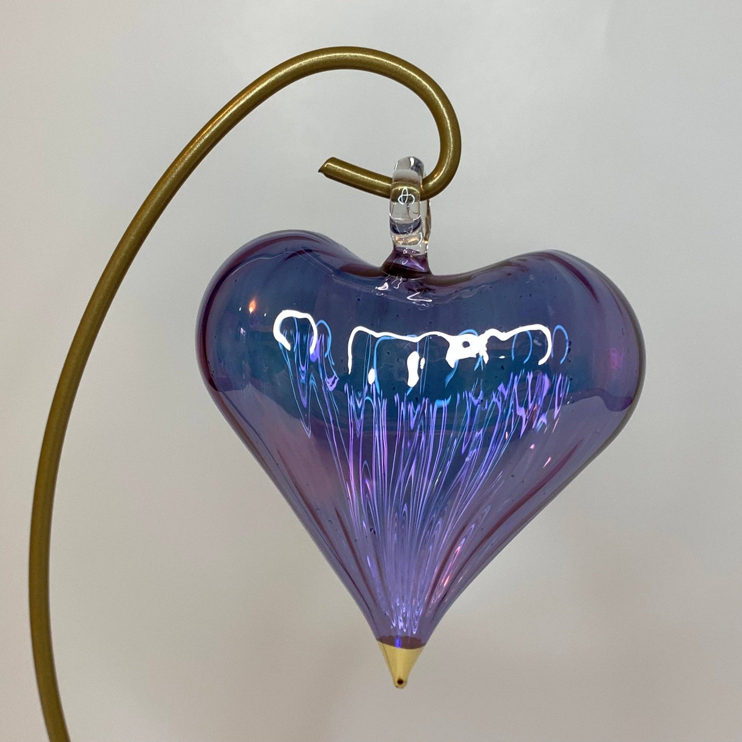 Blown Glass Ornament - Heart: Blue