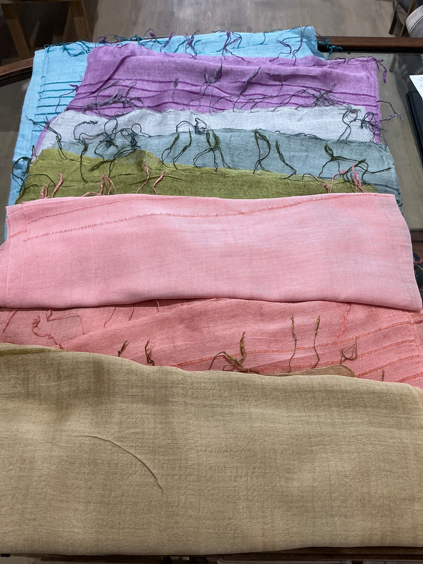 Small silk scarf with stripe edge 1401 (Vietnam)