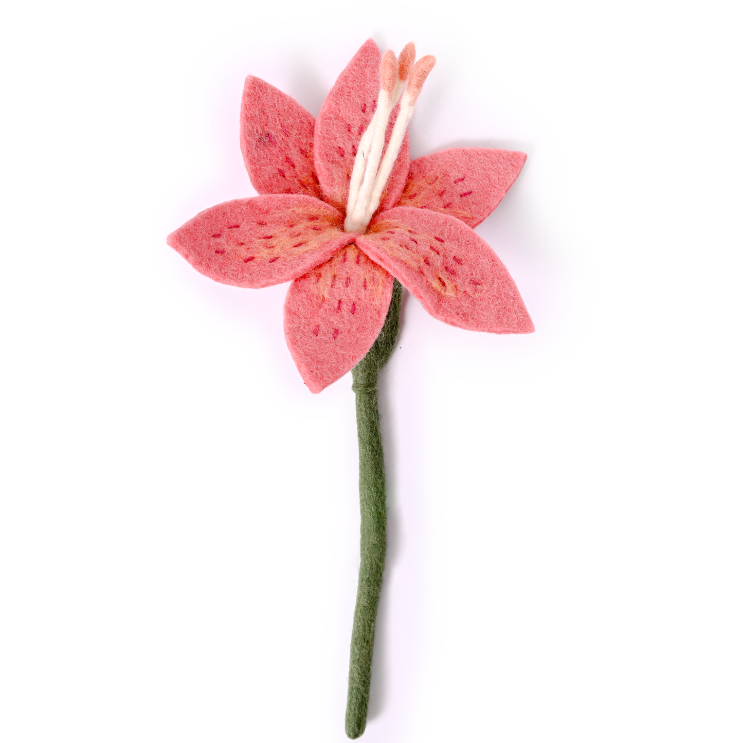 Felt Stargazer Lily Flower: Apricot