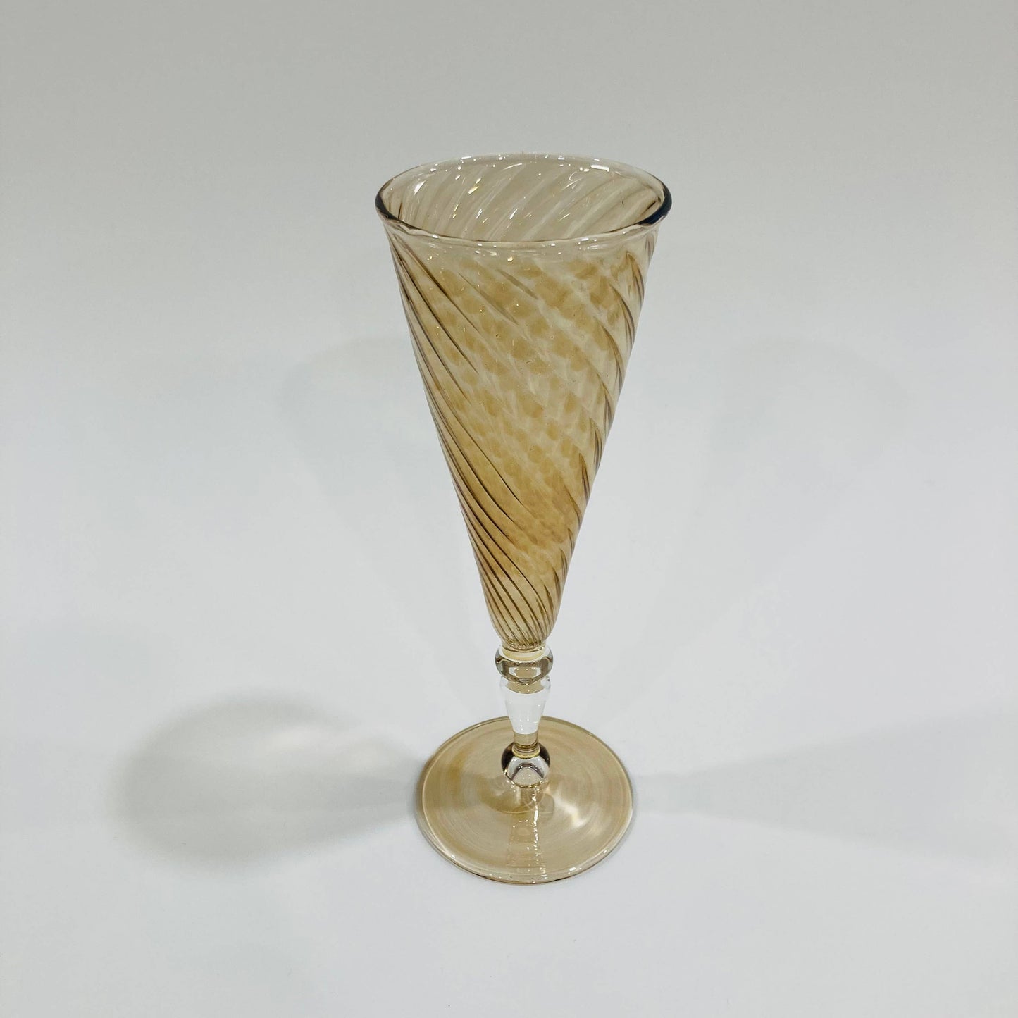 Blown Glass Long Stem Champagne Flute - Iridescent: Lavender