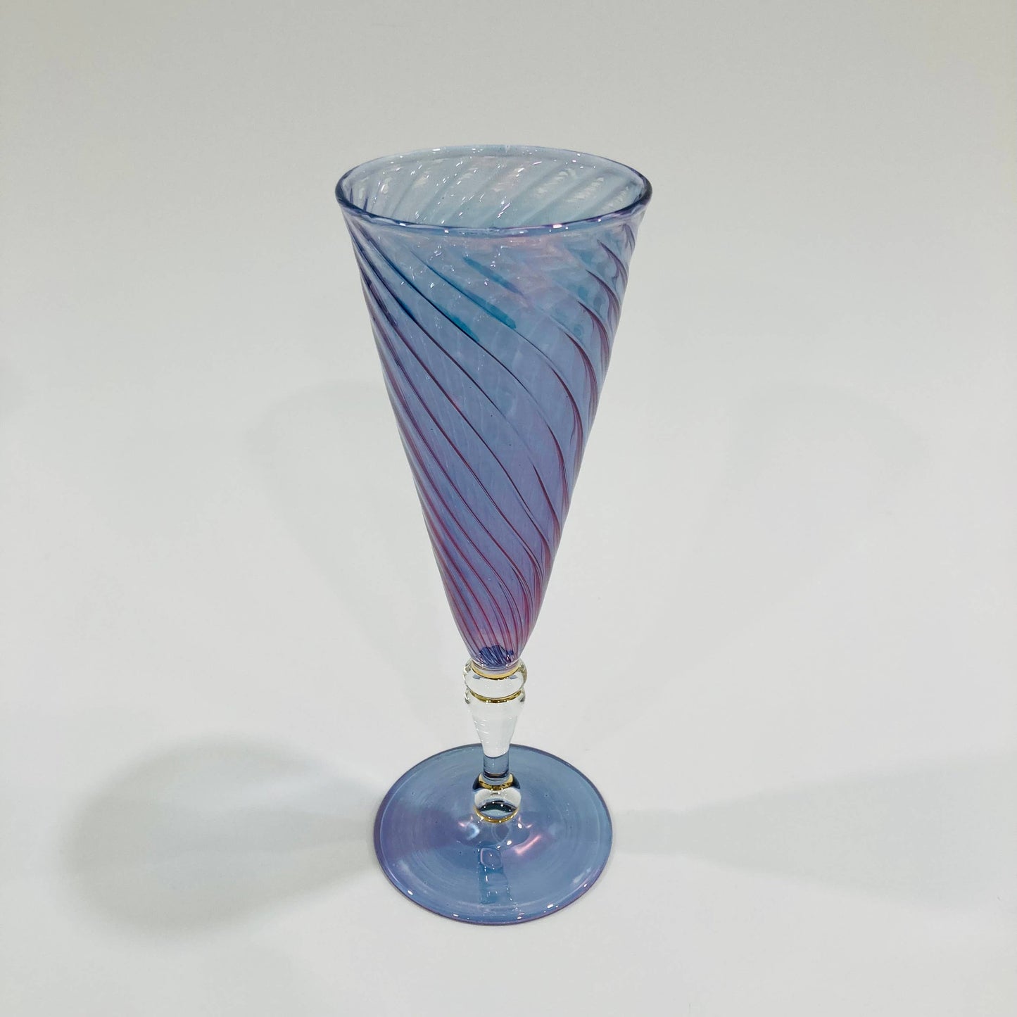 Blown Glass Long Stem Champagne Flute - Iridescent: Lavender