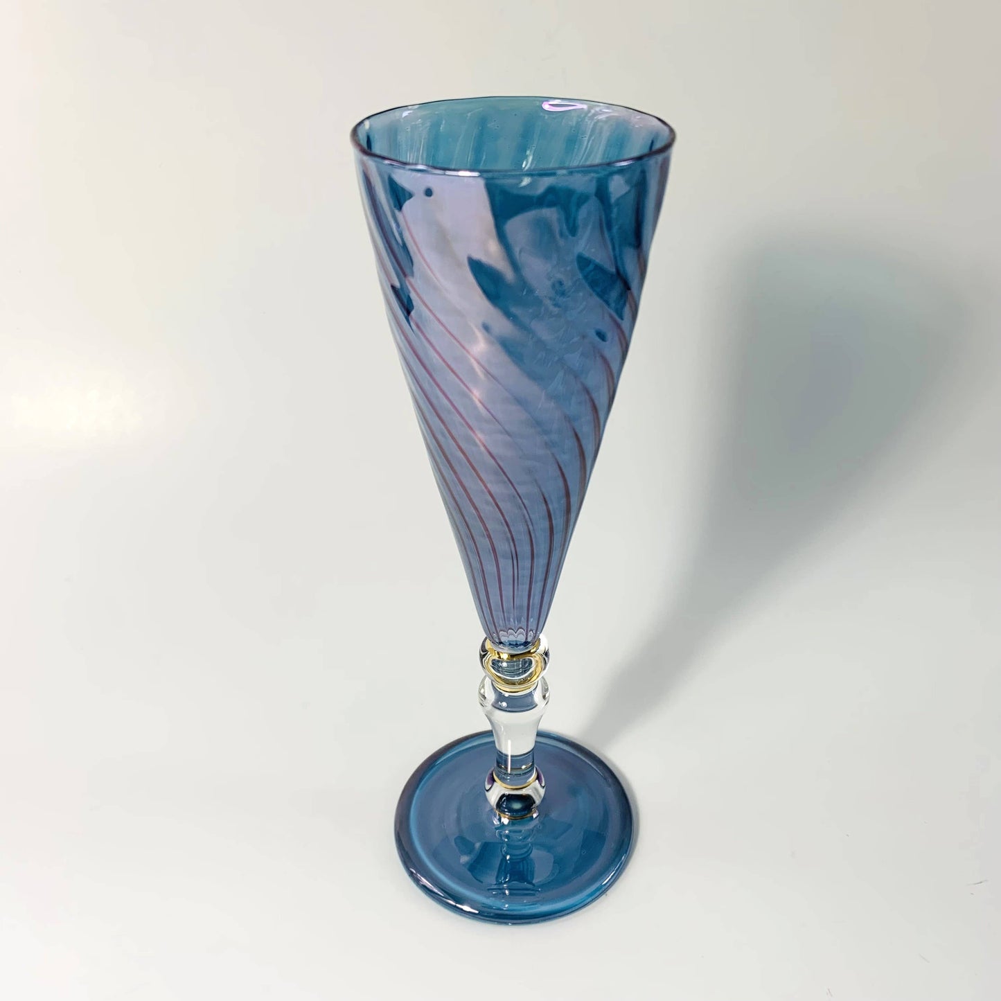 Blown Glass Long Stem Champagne Flute - Iridescent: Lavender