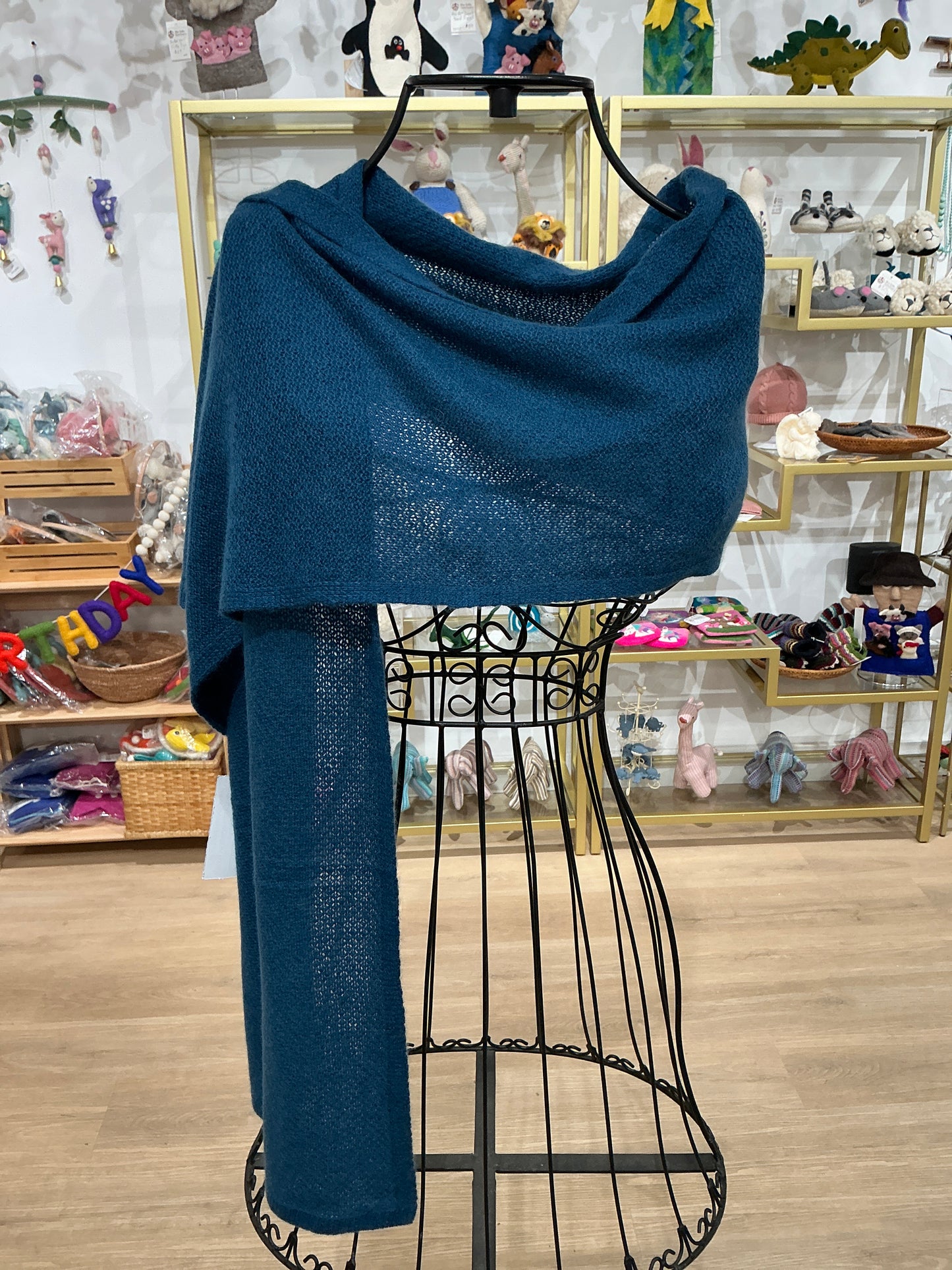 Jali Design Pure Cashmere Knitted Scarf deep blue