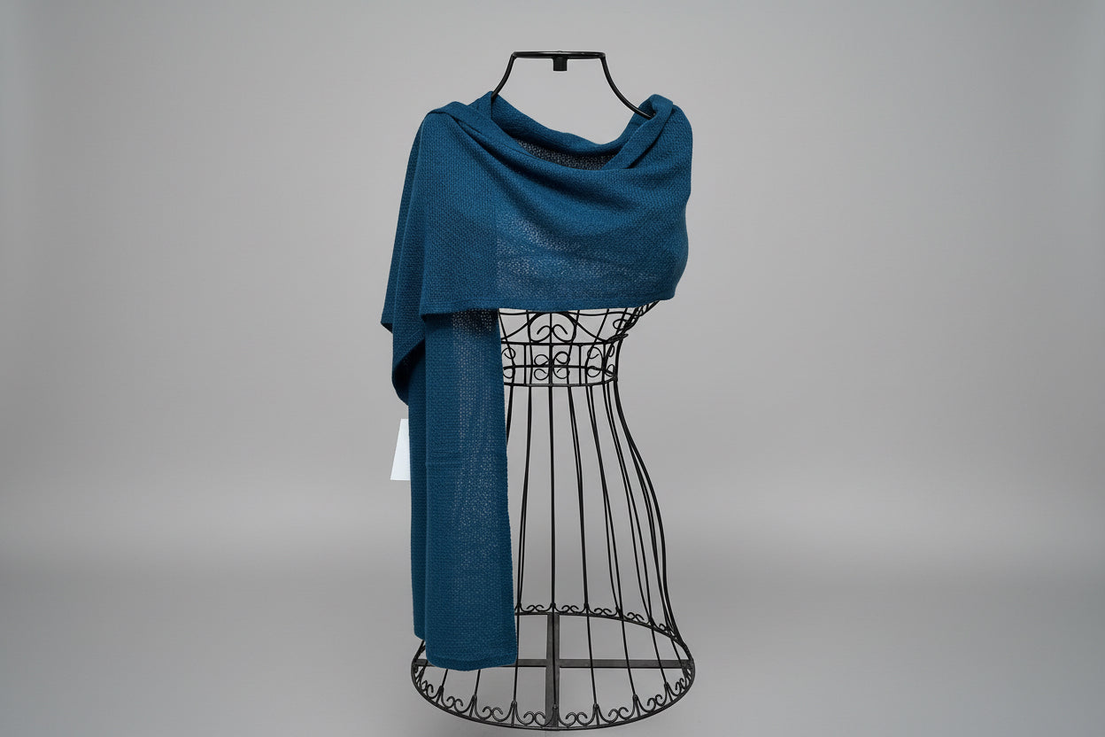 Jali Design Pure Cashmere Knitted Scarf deep blue