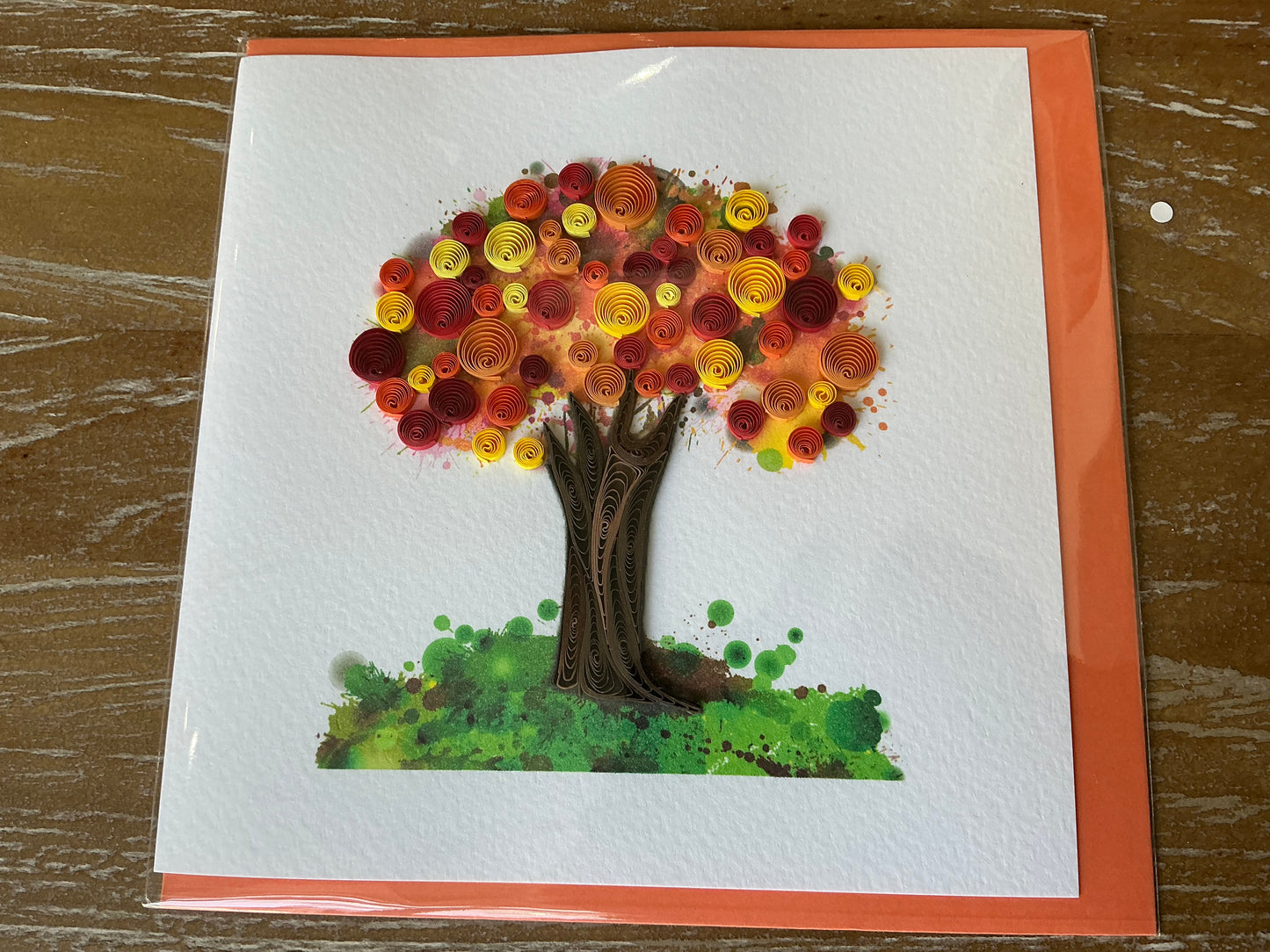 Orange hand made quilling card