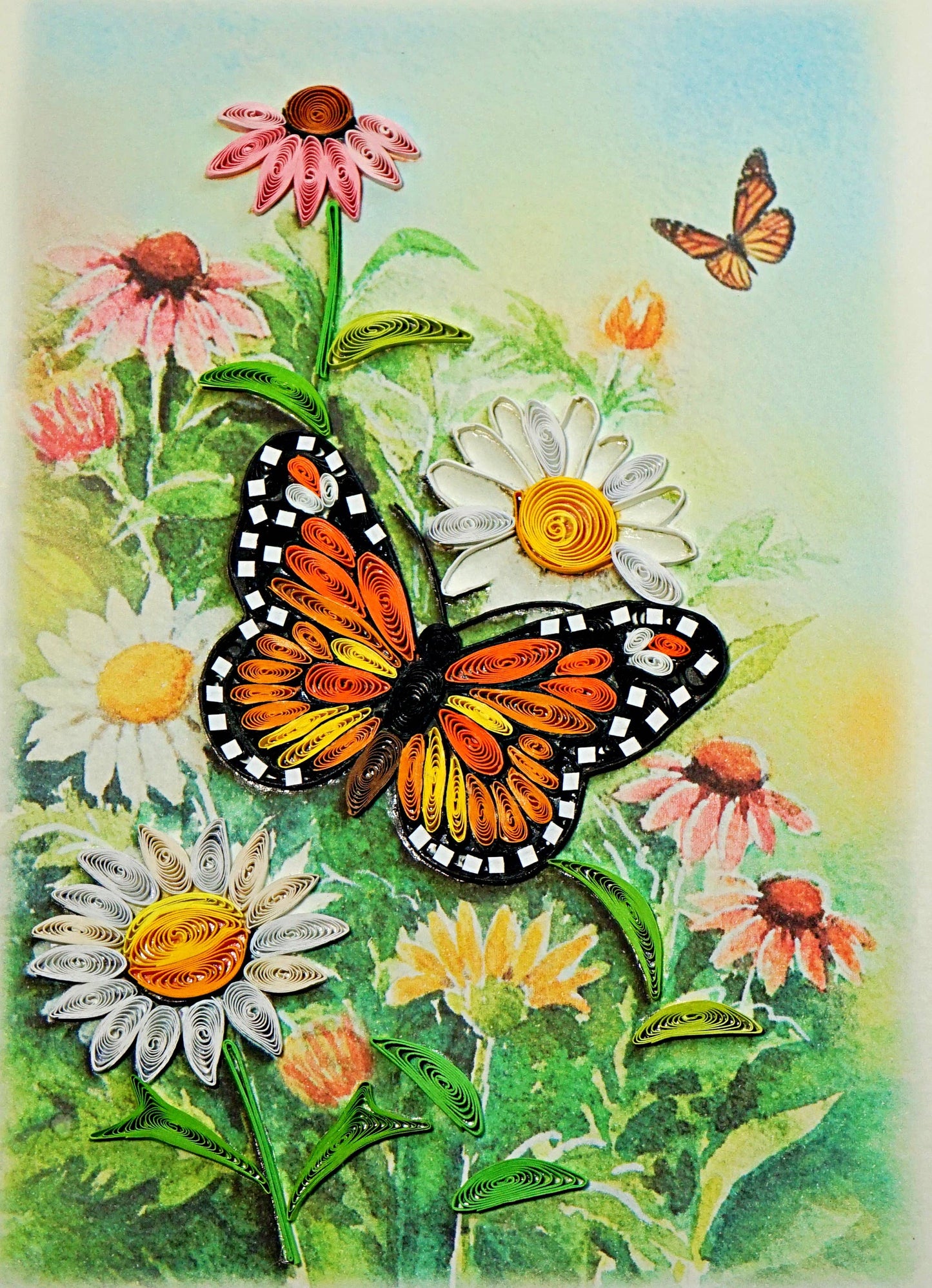 Monarch Butterfly quilling card , 5x7 inches Quilling card