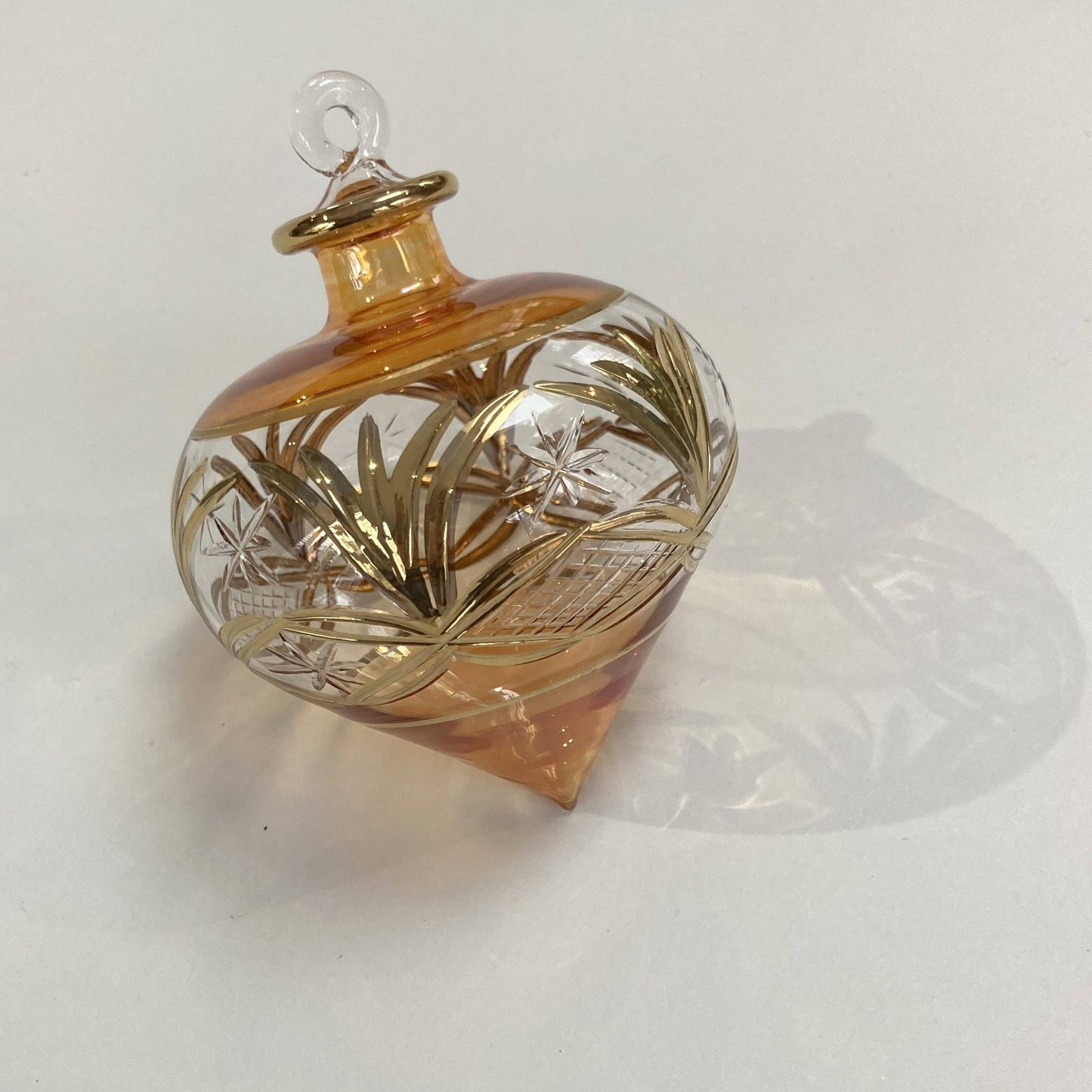 Blown Glass Ornament - Drop Amber