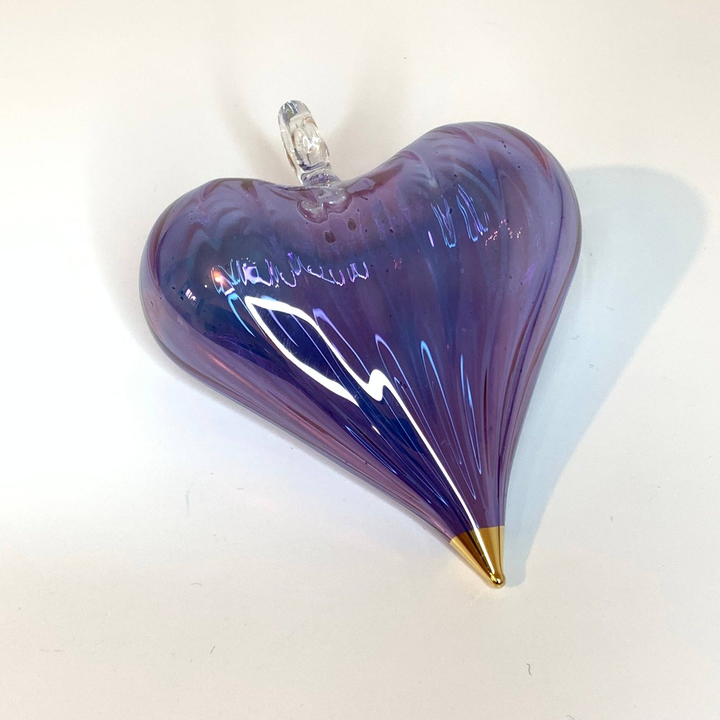 Blown Glass Ornament - Heart: Blue