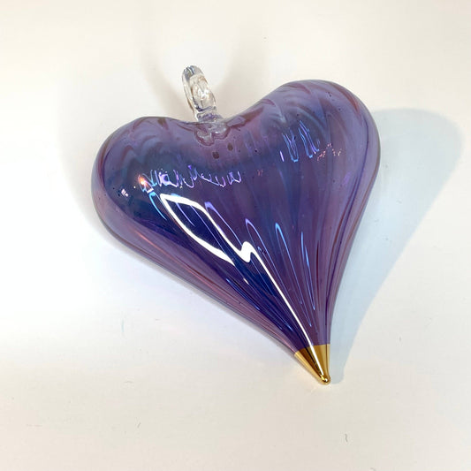 Blown Glass Ornament - Heart: Blue