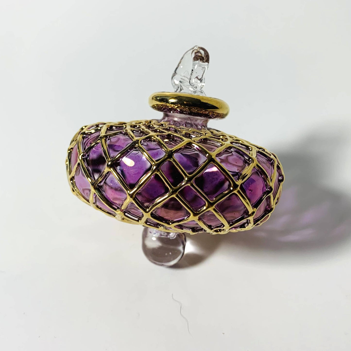 Blown Glass Small Ornament - Diamond Toupie: Amber