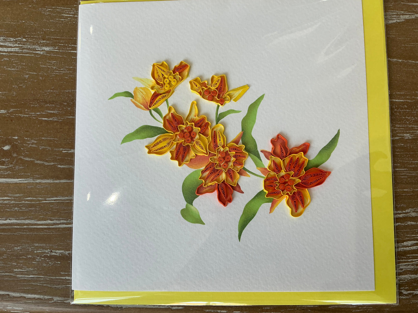 Yellow floral hand made quilling card
