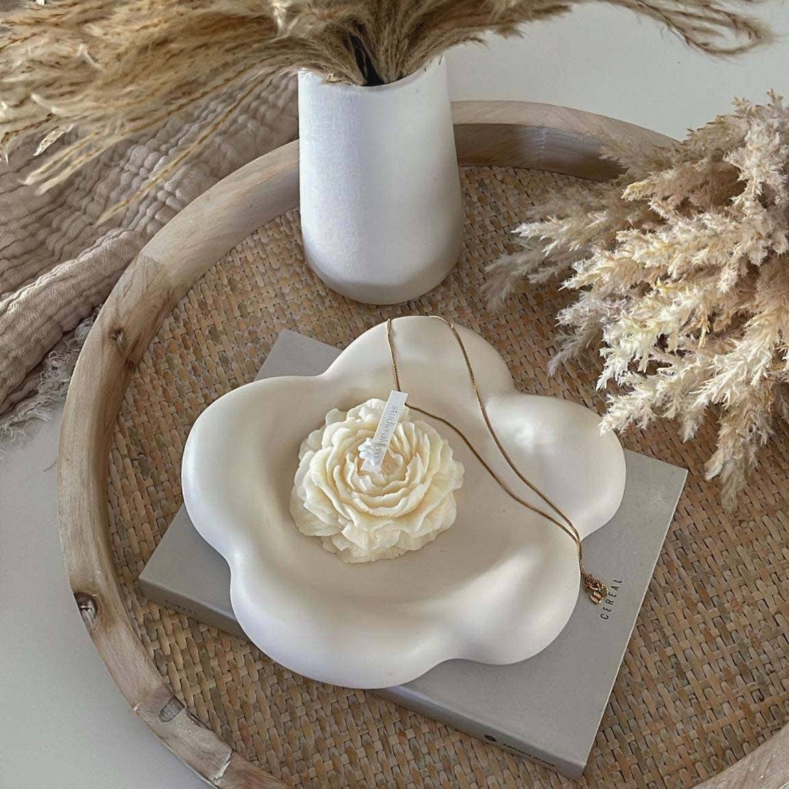 Peony Candle | Decorative Candle | Soy Wax Candle | Handmade: Ivory