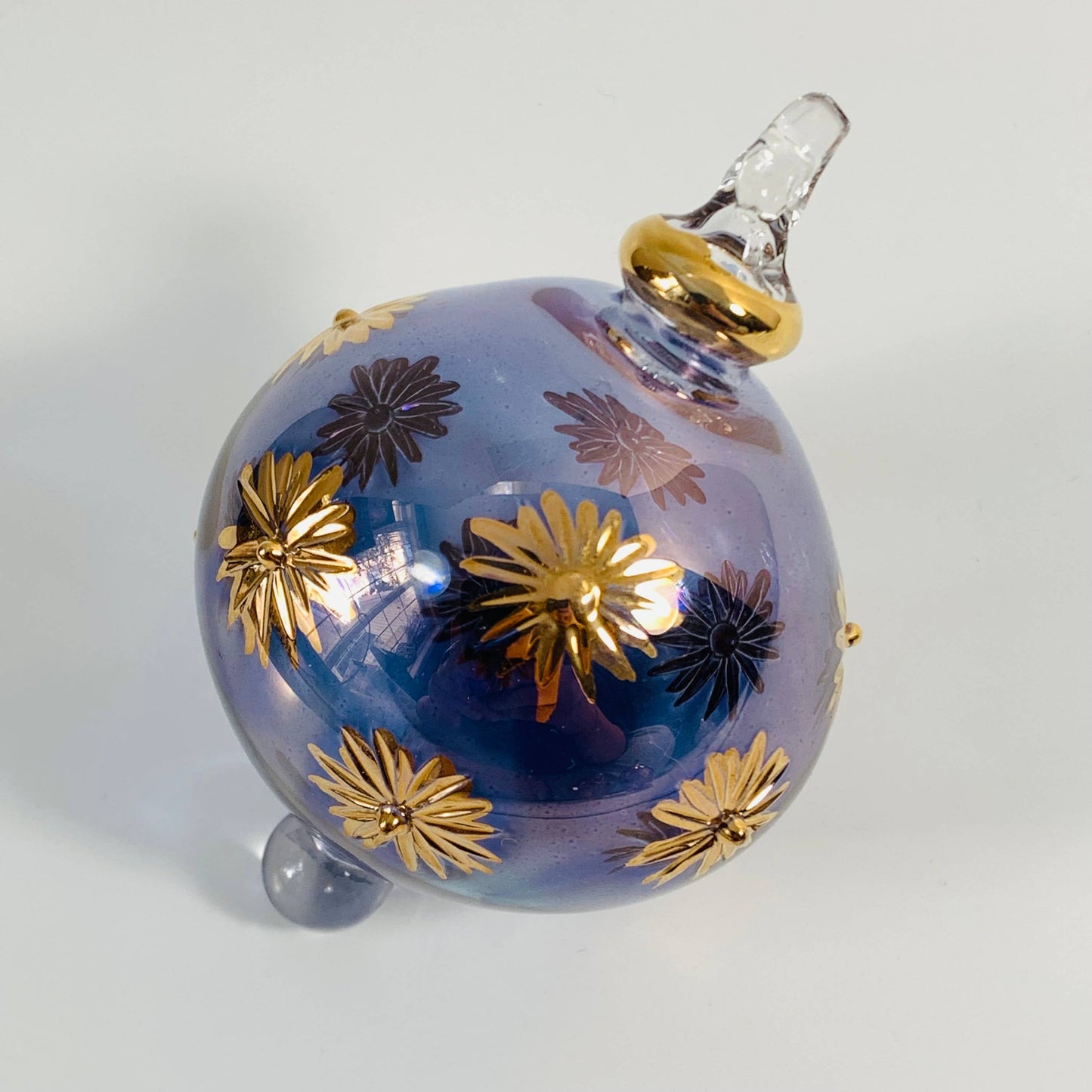 Blown Glass Small Ornament - Starry Sky: Green