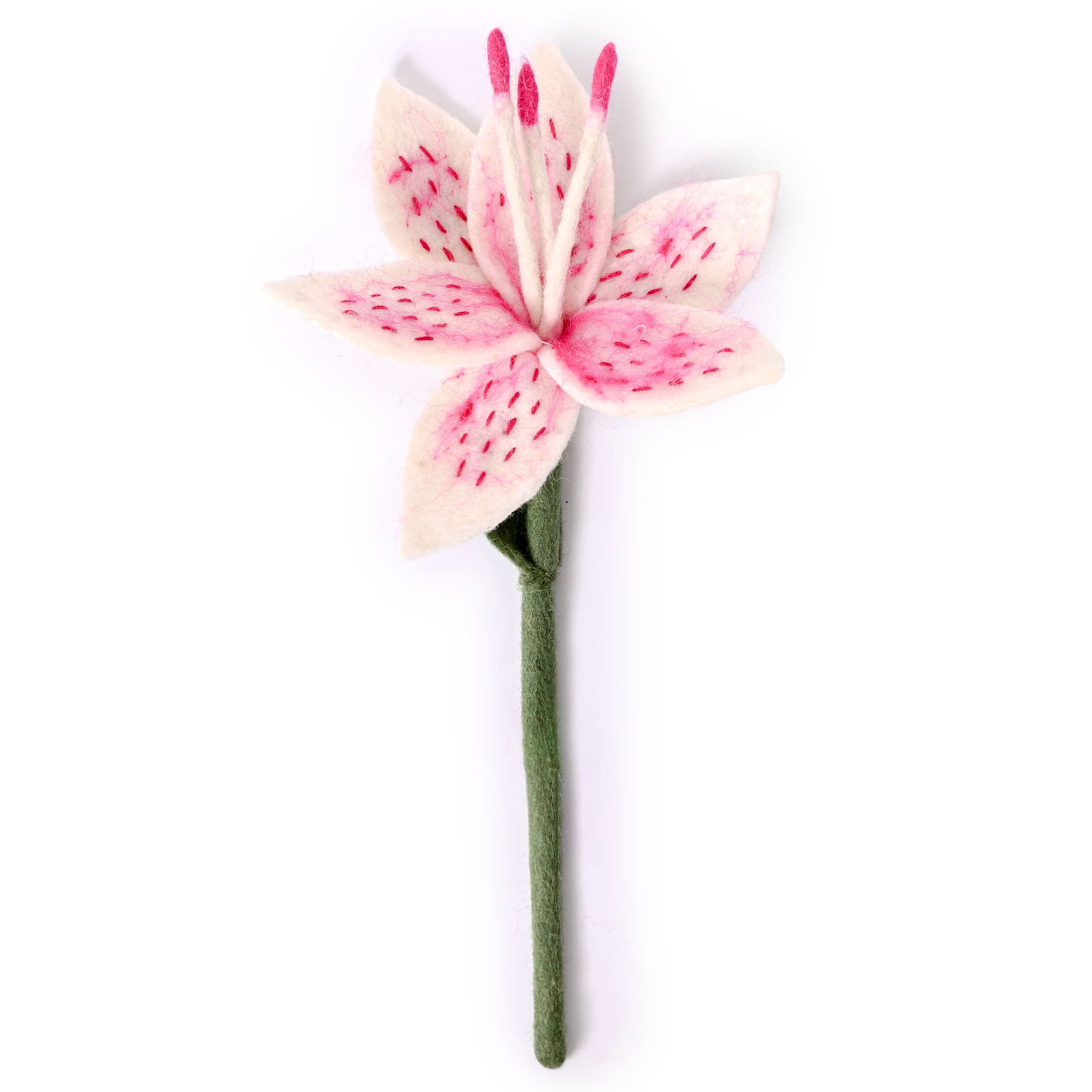 Felt Stargazer Lily Flower: Apricot