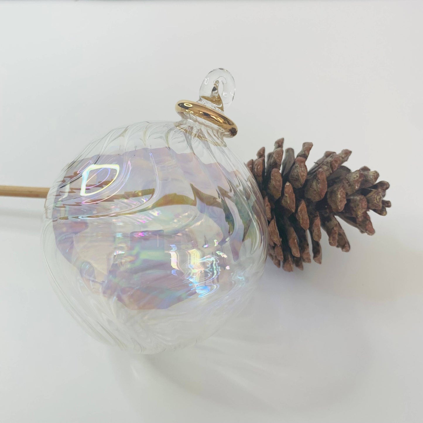 Blown Glass Ornament - Wavy Iridescent
