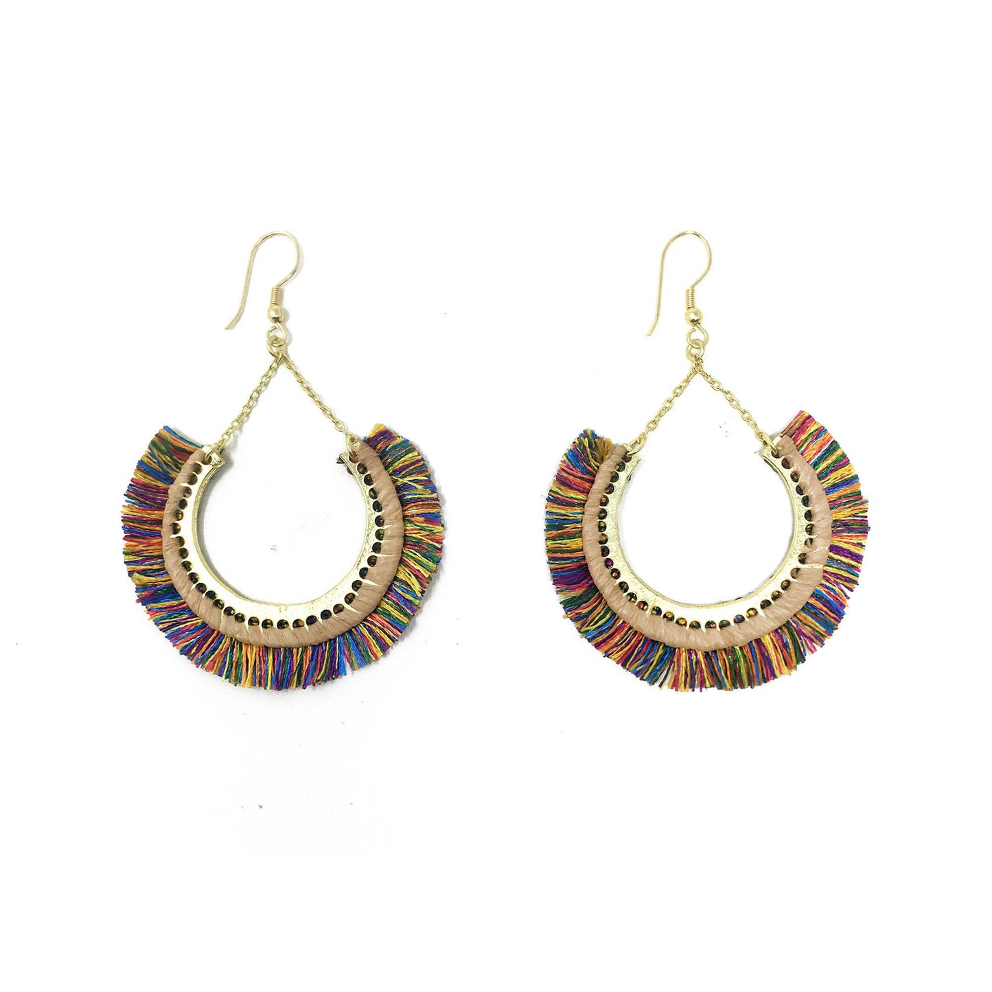 Contoured Fringe Earrings - Multi