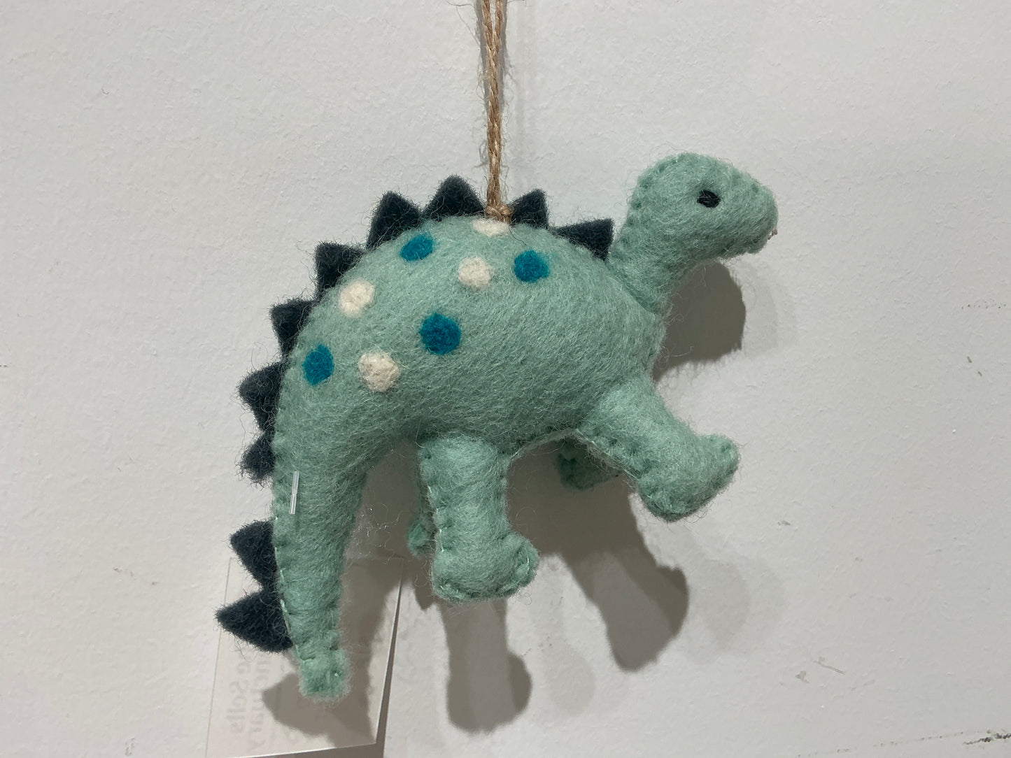 Blue dinosaur hand felted wool ornament 245