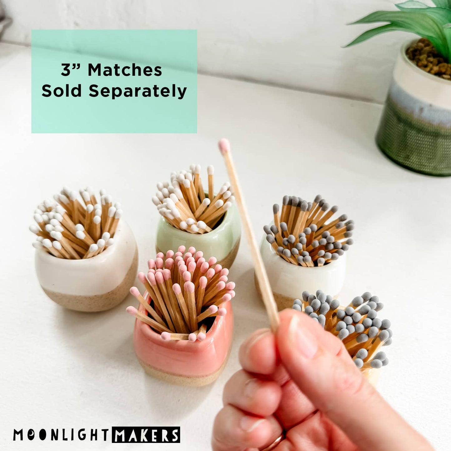 Ceramic Match Holder Ivory with 50 long matches