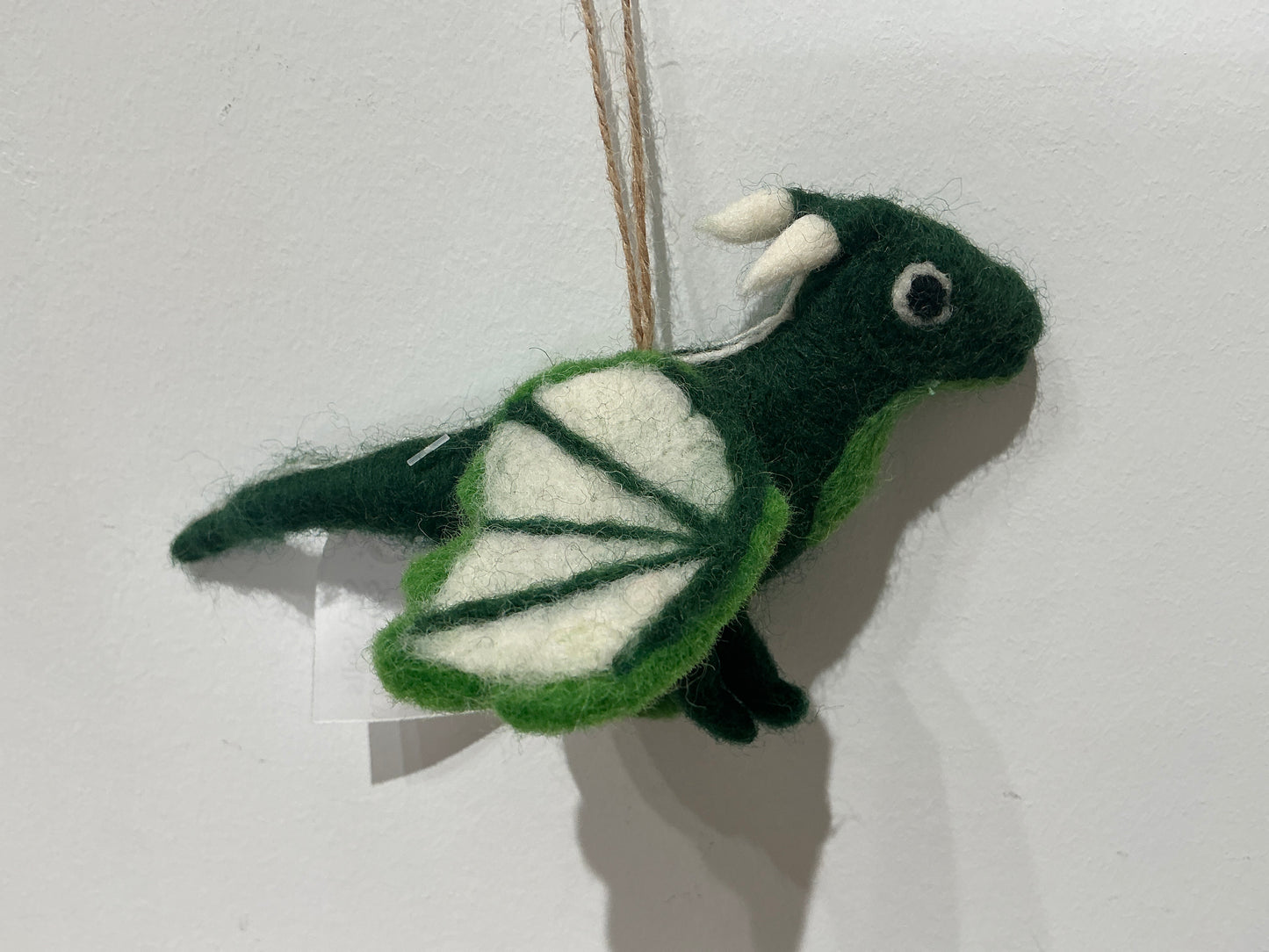 Green dragon hand felted wool ornament 238