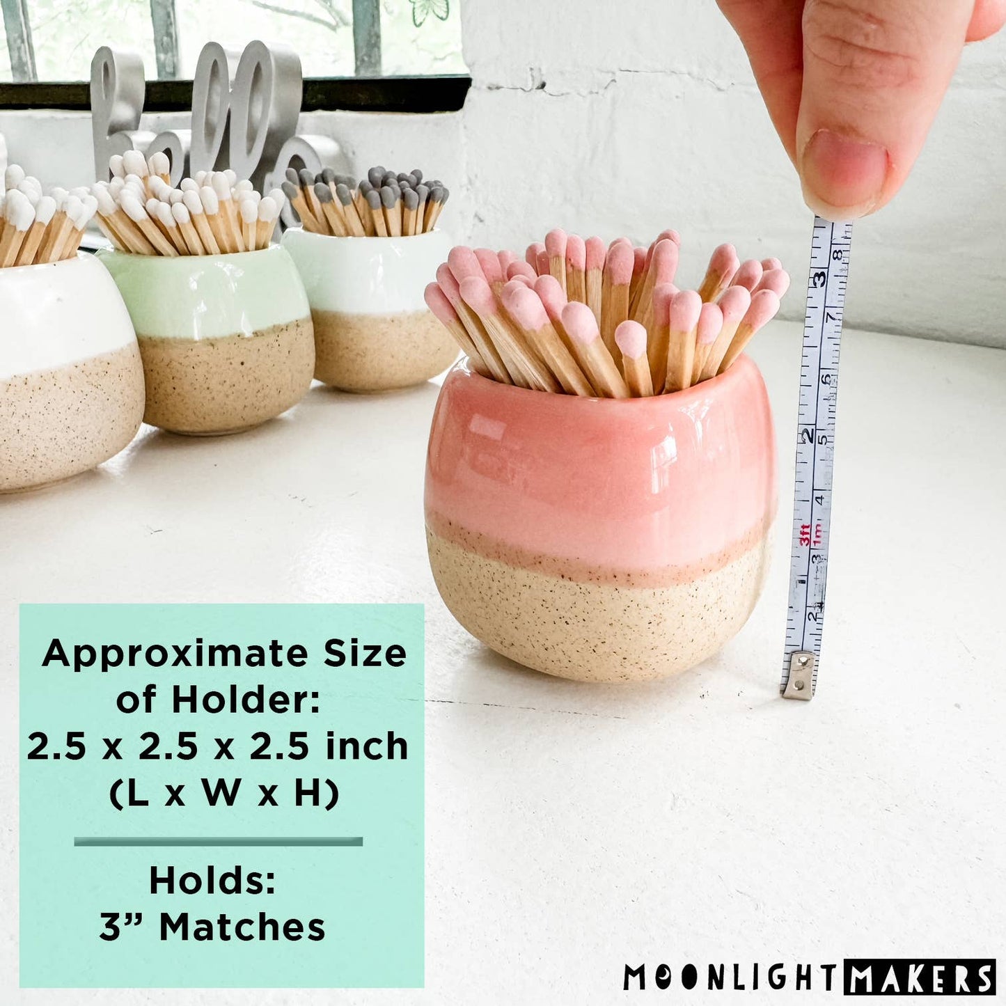 Ceramic Match Holder Ivory with 50 long matches