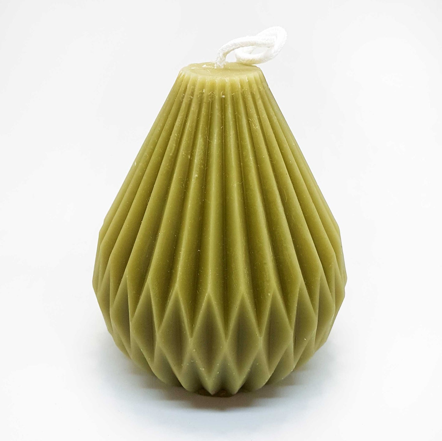 Beeswax Candle- Fluted Pyramid - 4.25" - 100% Pure Canadian Beeswax: Beeswax Yellow