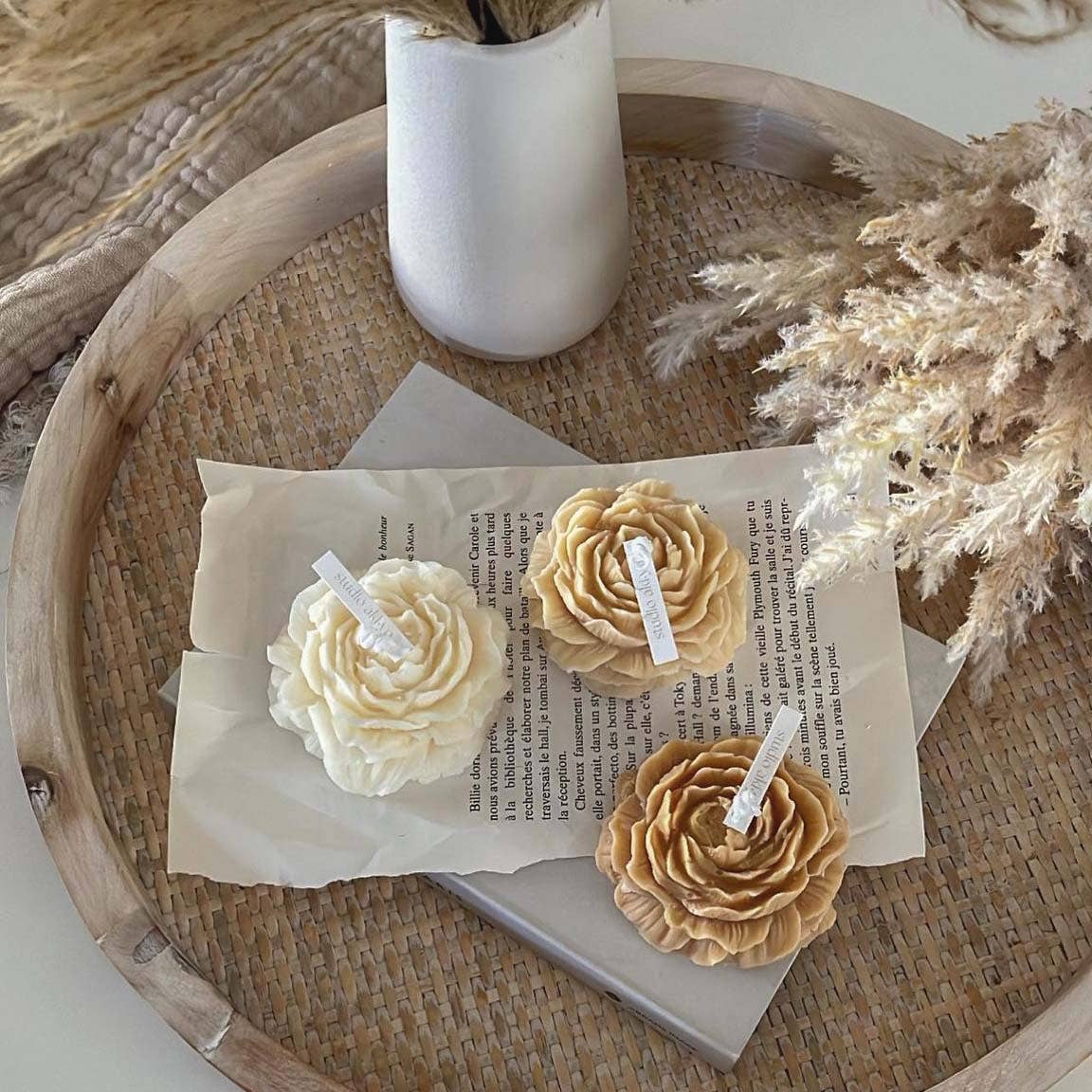 Peony Candle | Decorative Candle | Soy Wax Candle | Handmade: Ivory