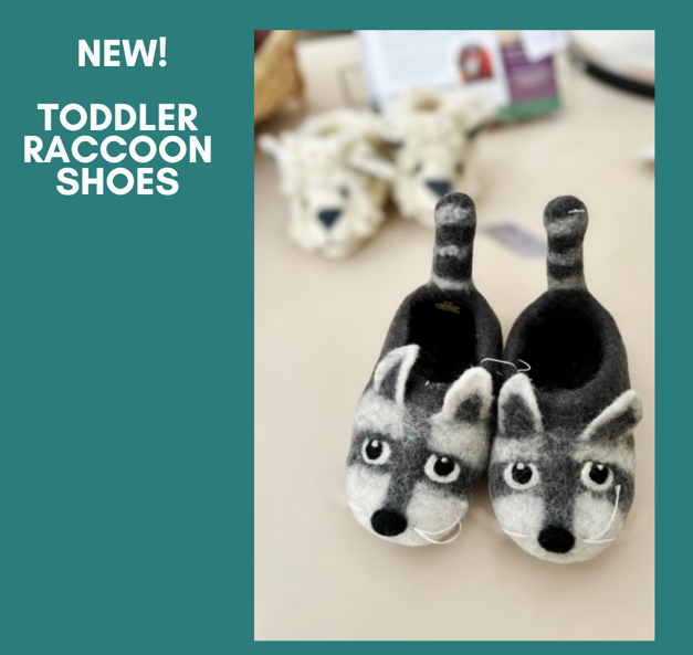 Raccoon Wool Shoes (with non-slip suede bottom)