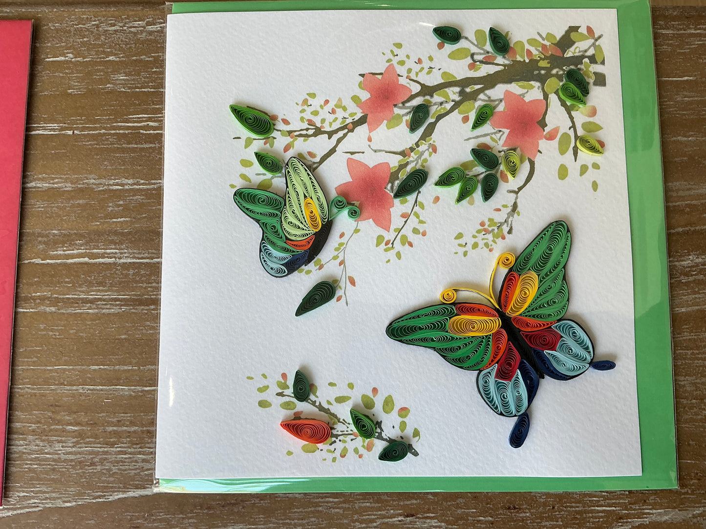 Butterfly branch colorful hand made quilling card