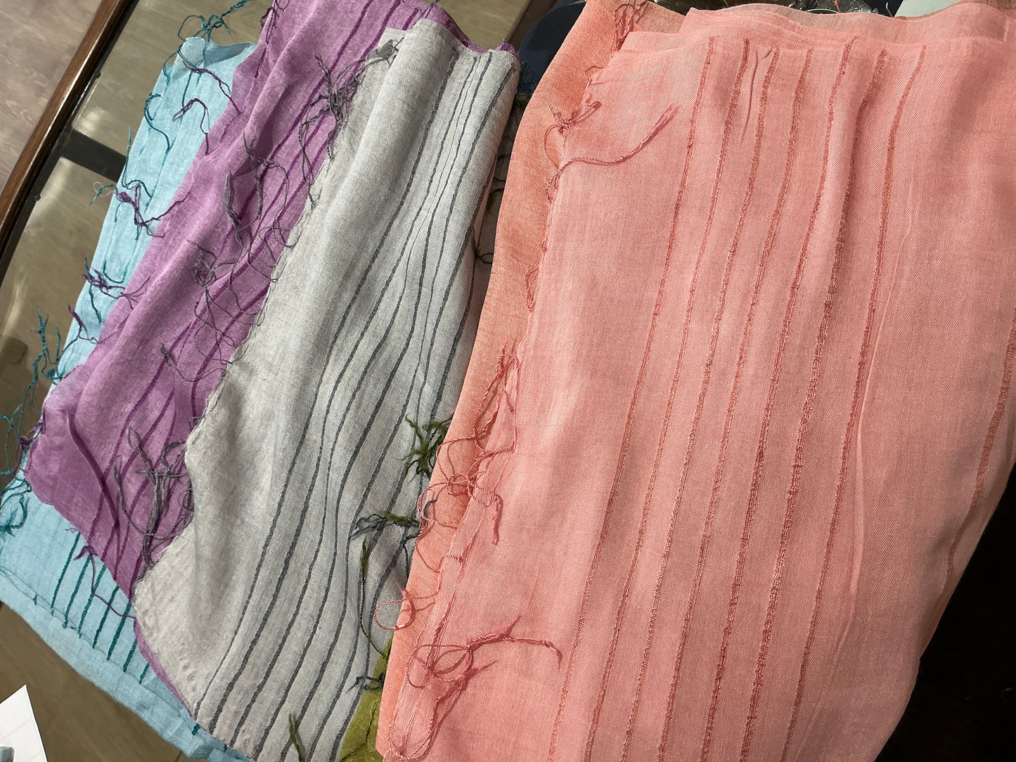 Small silk scarf with stripe edge 1401