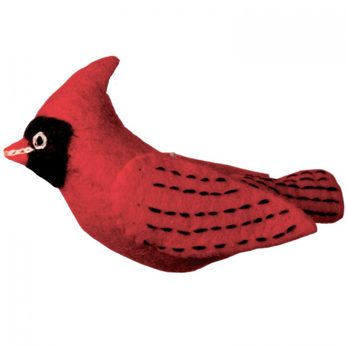 Cardinal Ornament , medium size hand felted wool 223