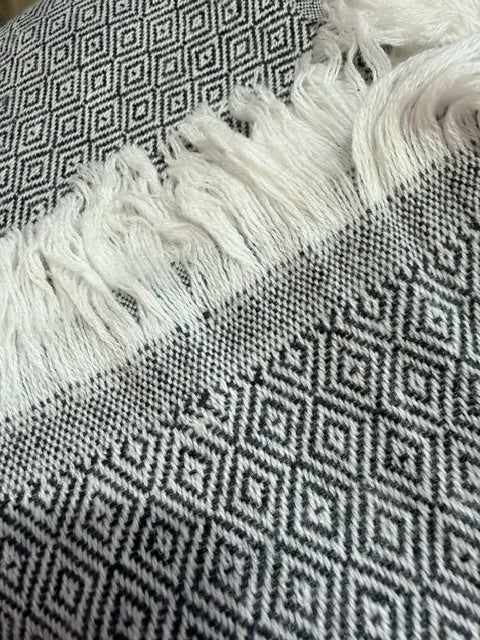 New! Dark Grey Diamond Wool-Cashmere Blanket