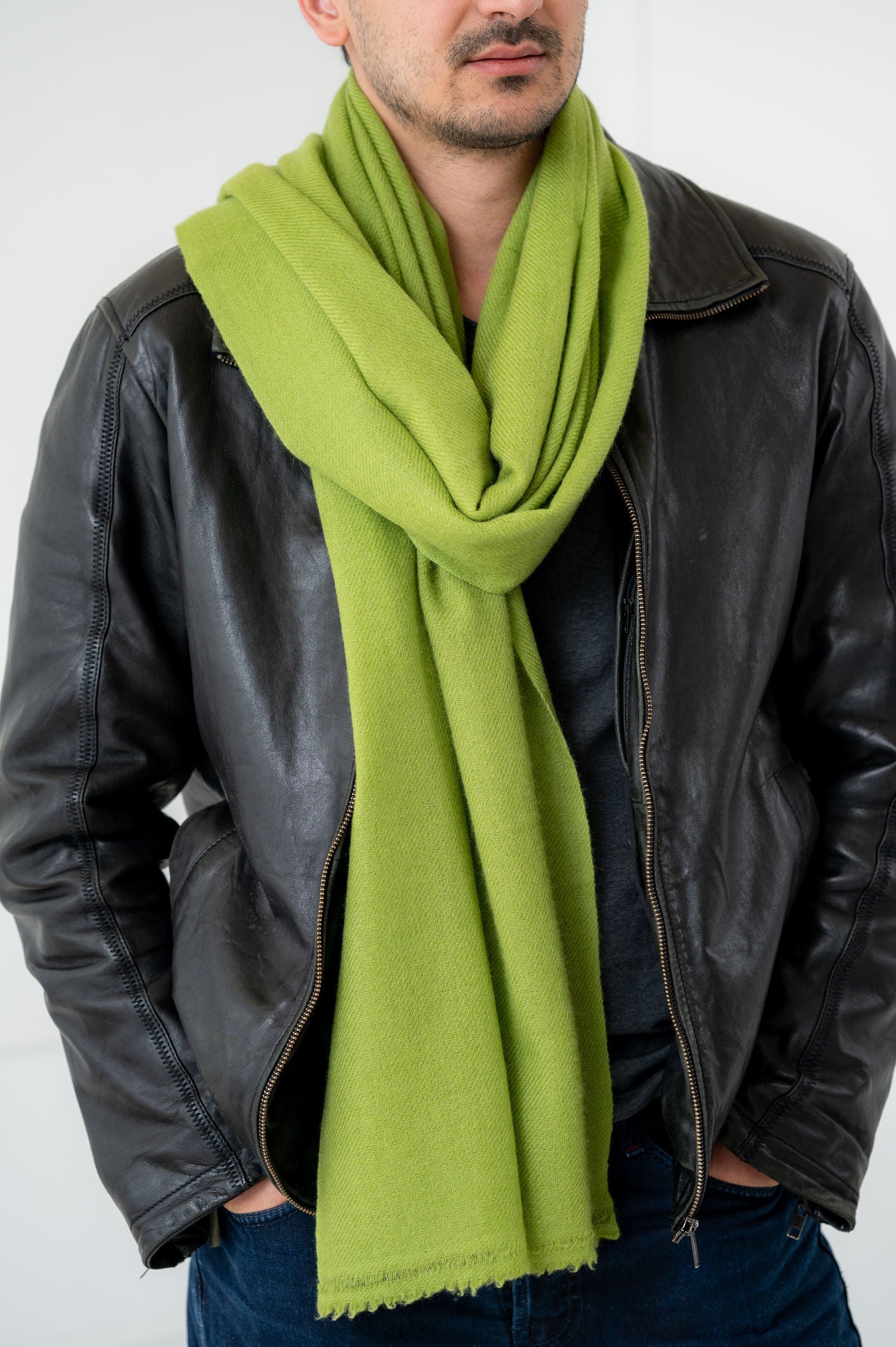 Pure Cashmere Light Green Scarves