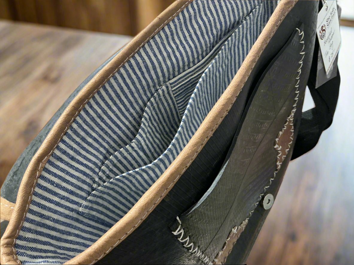Recycled rubber side satchel