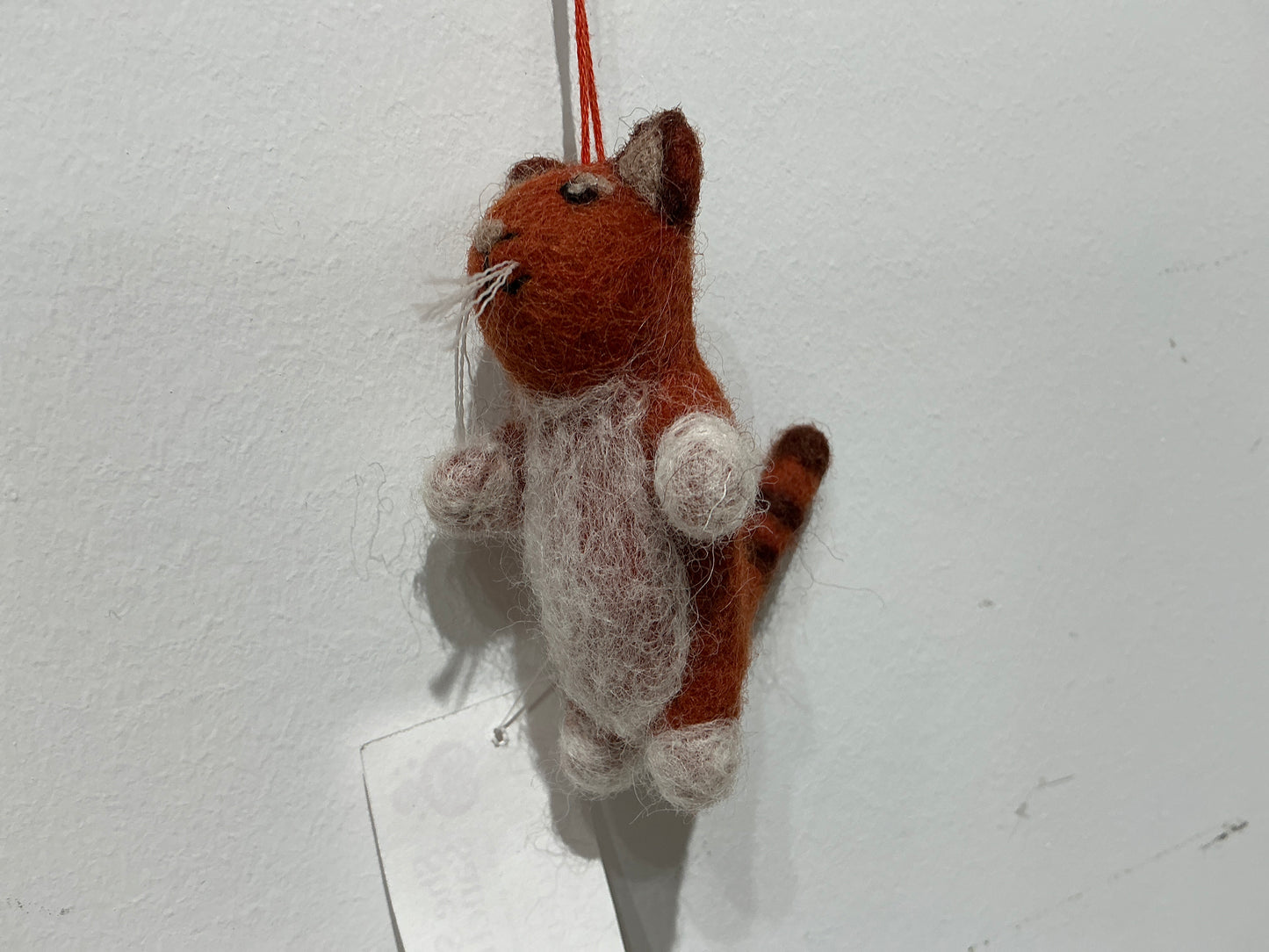 Brown kitty wool felted ornament 256