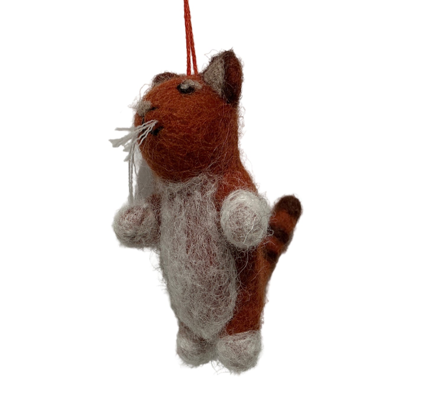 Brown kitty wool felted ornament 256