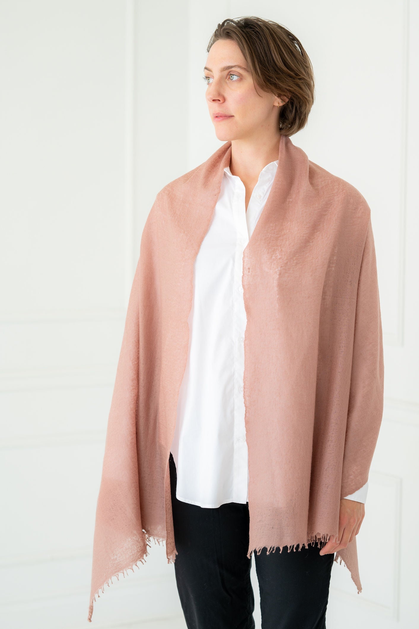 Pure Cashmere Light Dusty Rose Felted Scarves