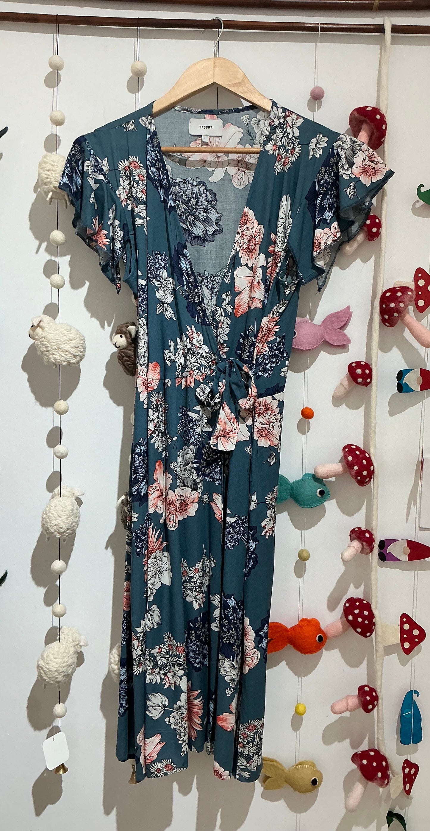 PROGOTI Floral Wrap Summer Dress