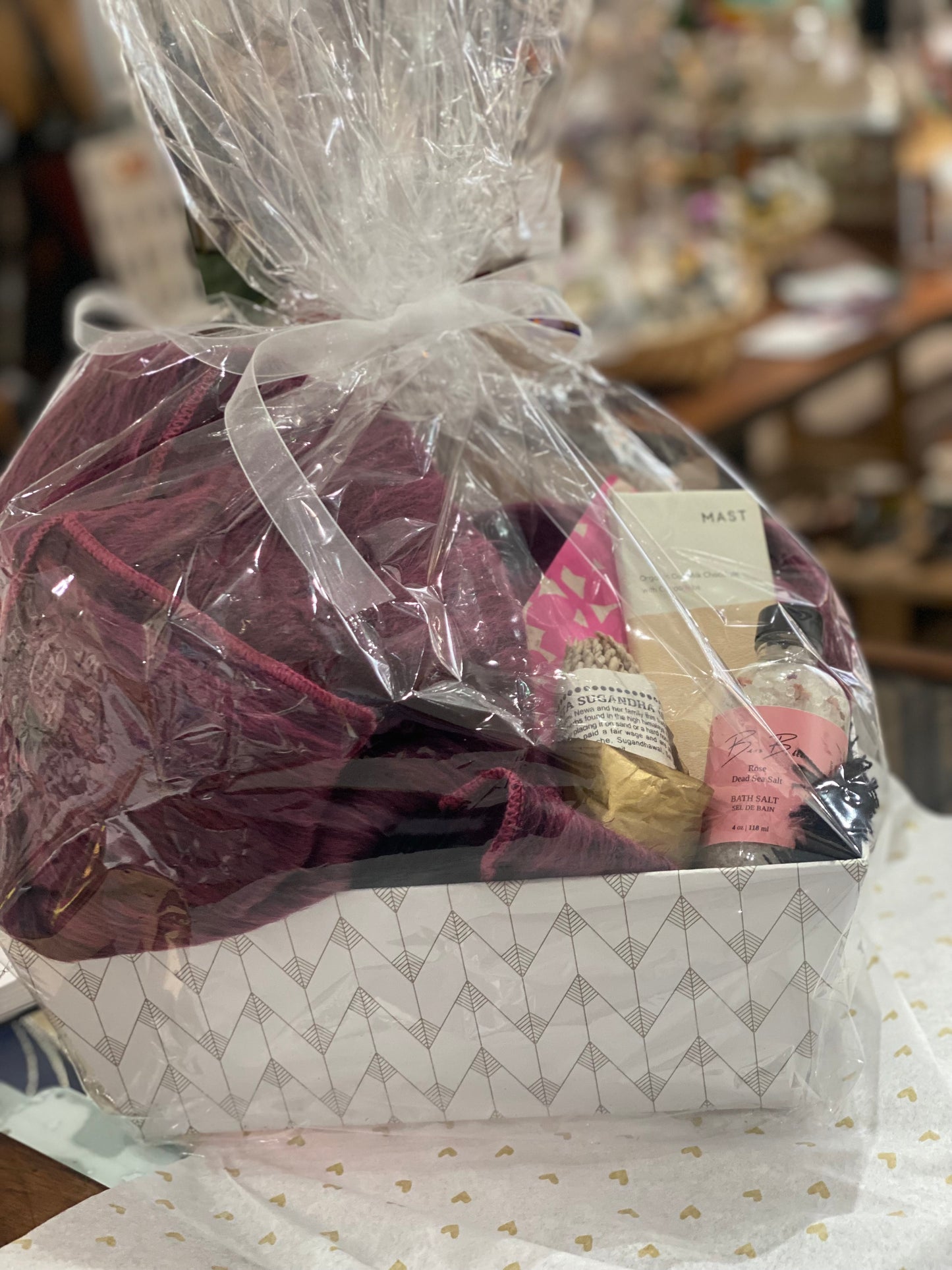 Gift box with cellophane