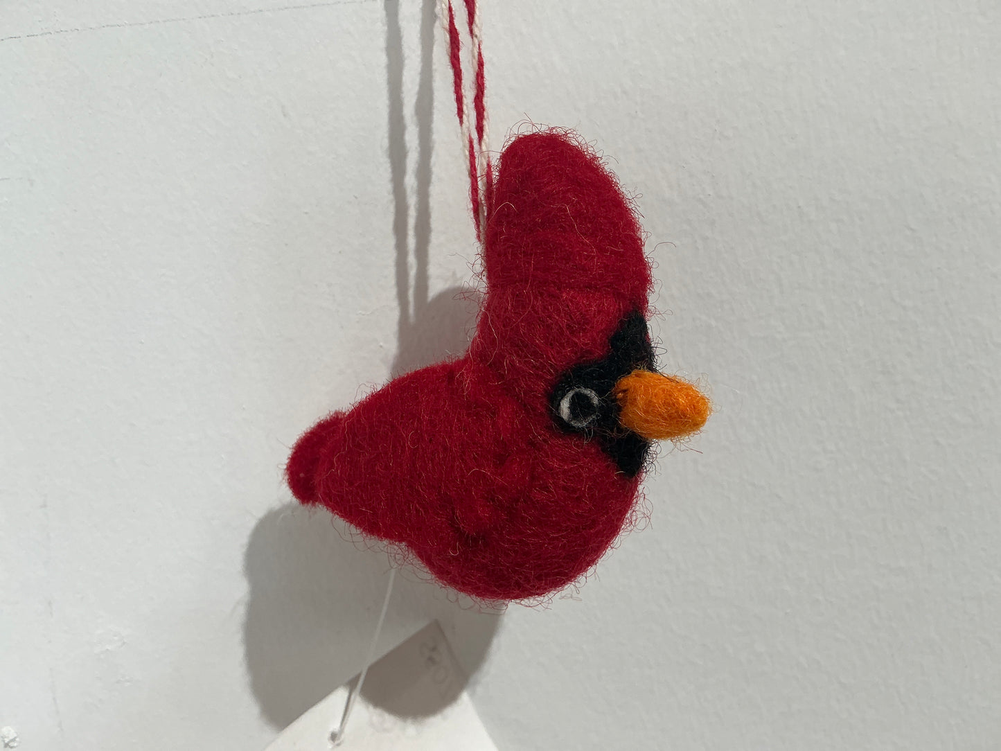 Mini red cardinal felt wool ornament 203