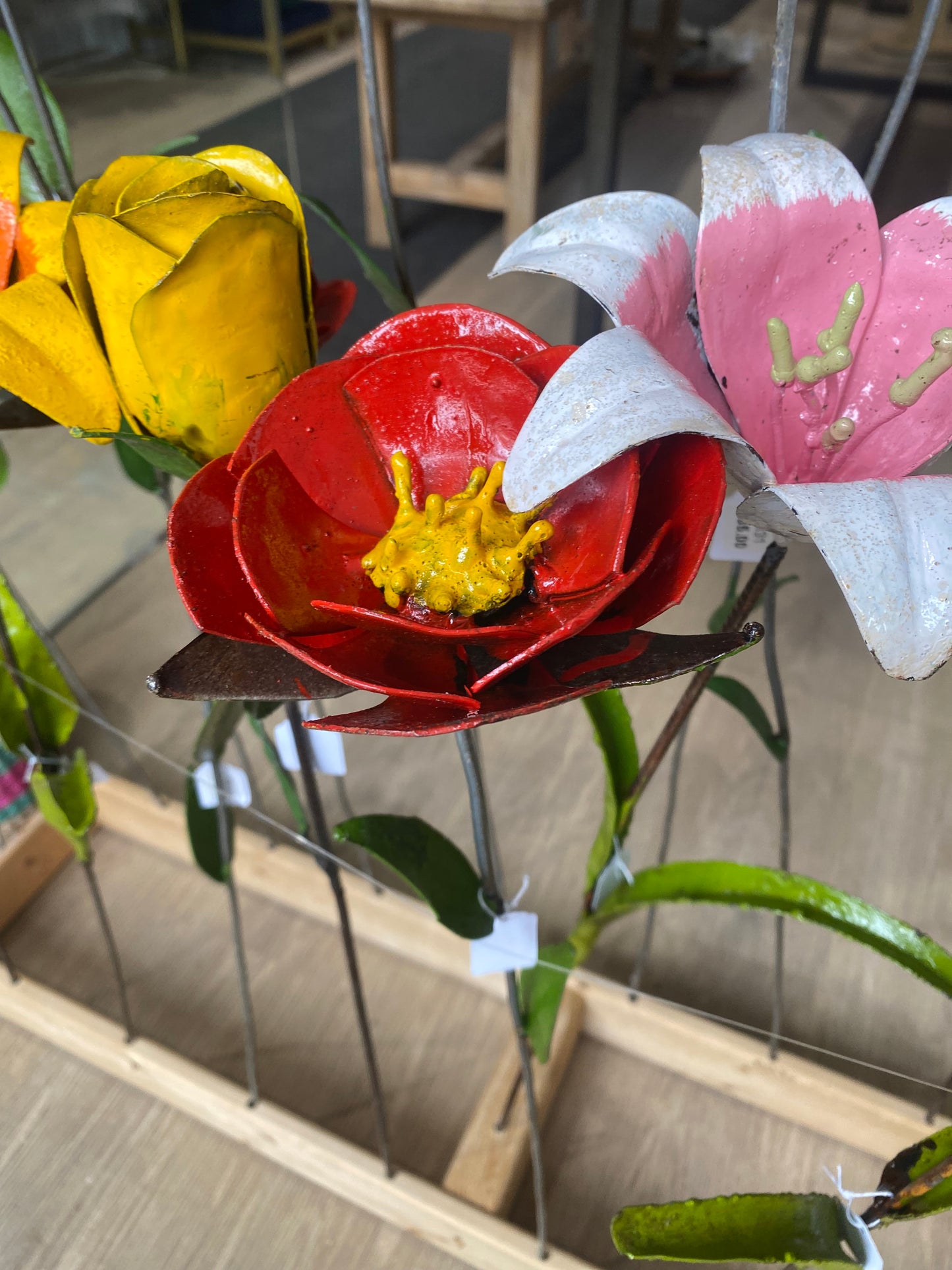 Sm32 red poppy metal flower