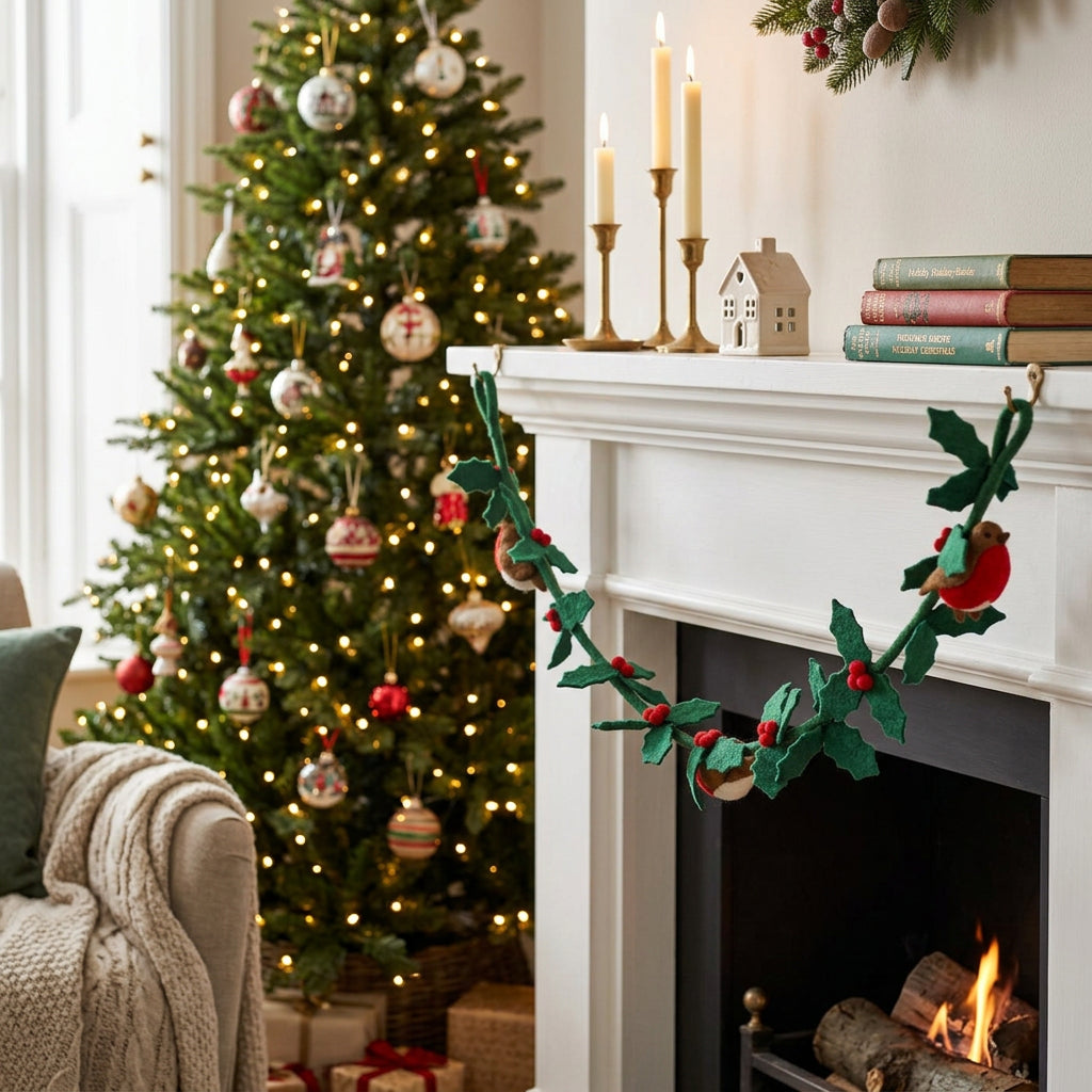 Holly Red Robin Holiday Garland