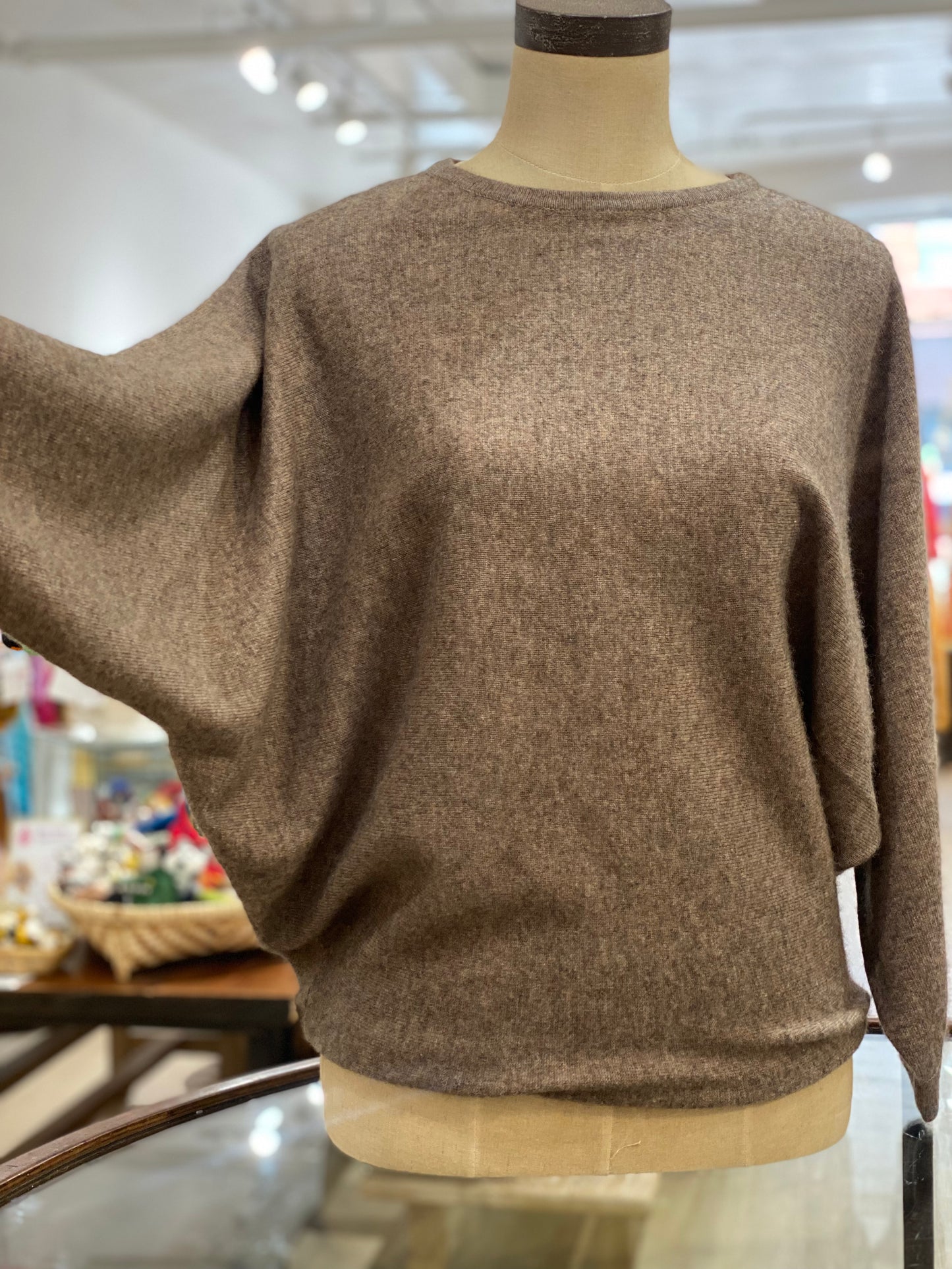 100% Pure Cashmere Butterfly Sweater Natural Brown