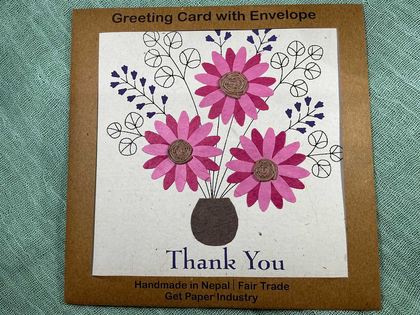 Thank you floral card made in Nepal