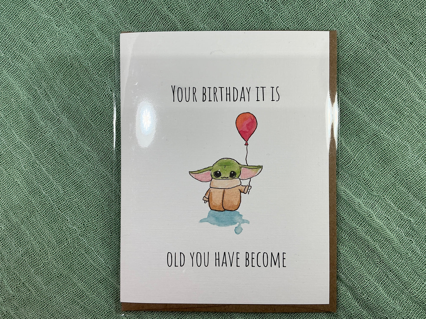 Yoda birthday card watercolour card