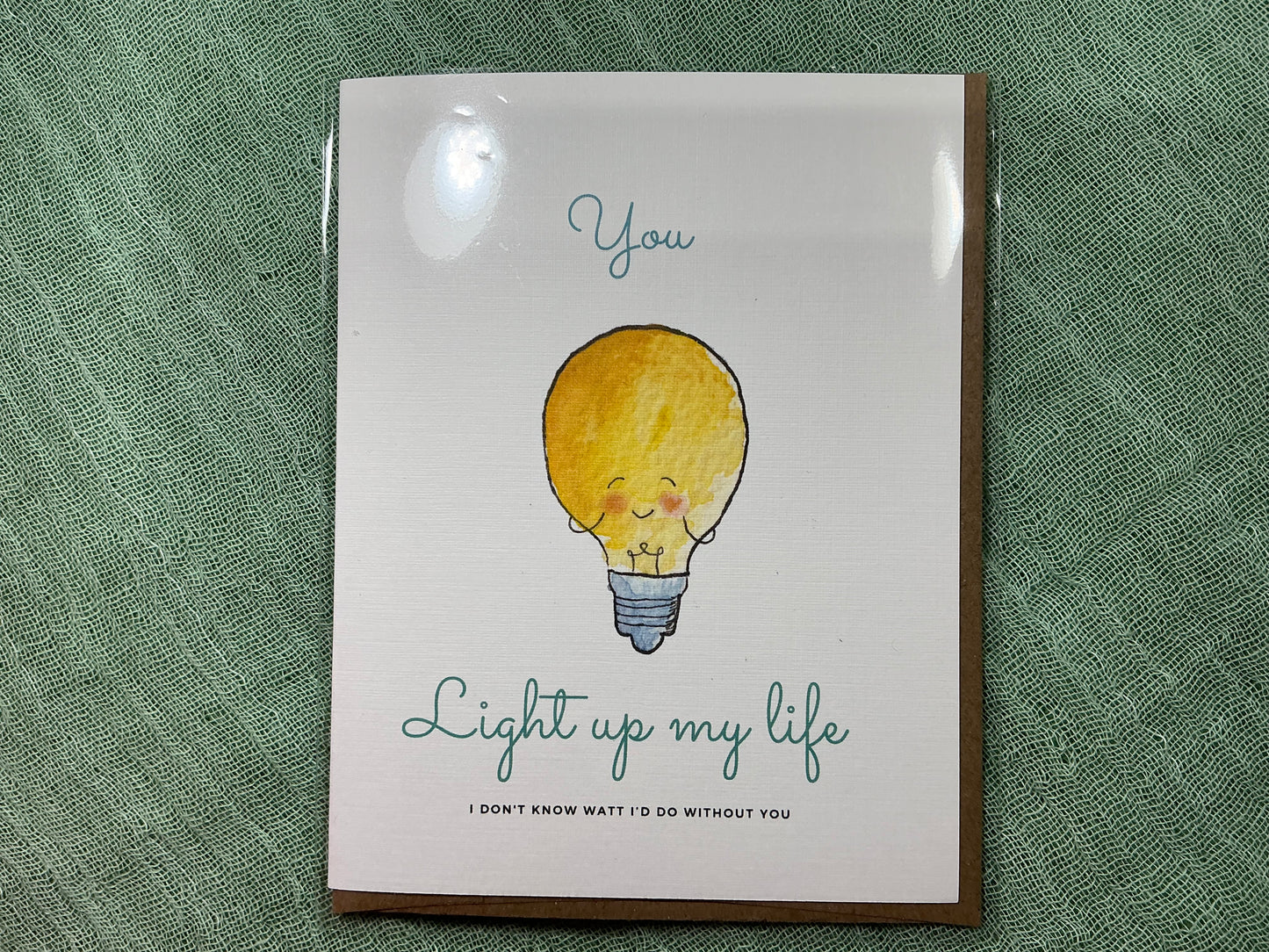 You light up my life bulb watercolour card