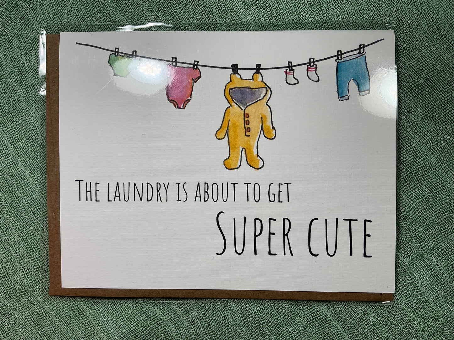 The laundry is about to get super cute baby watercolour card