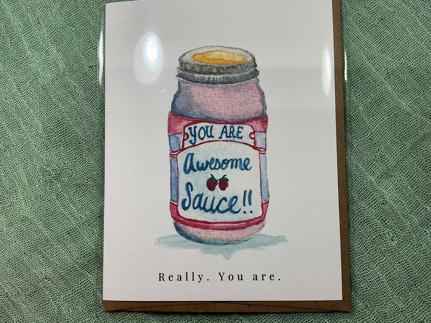 You are awesome sauce watercolour card