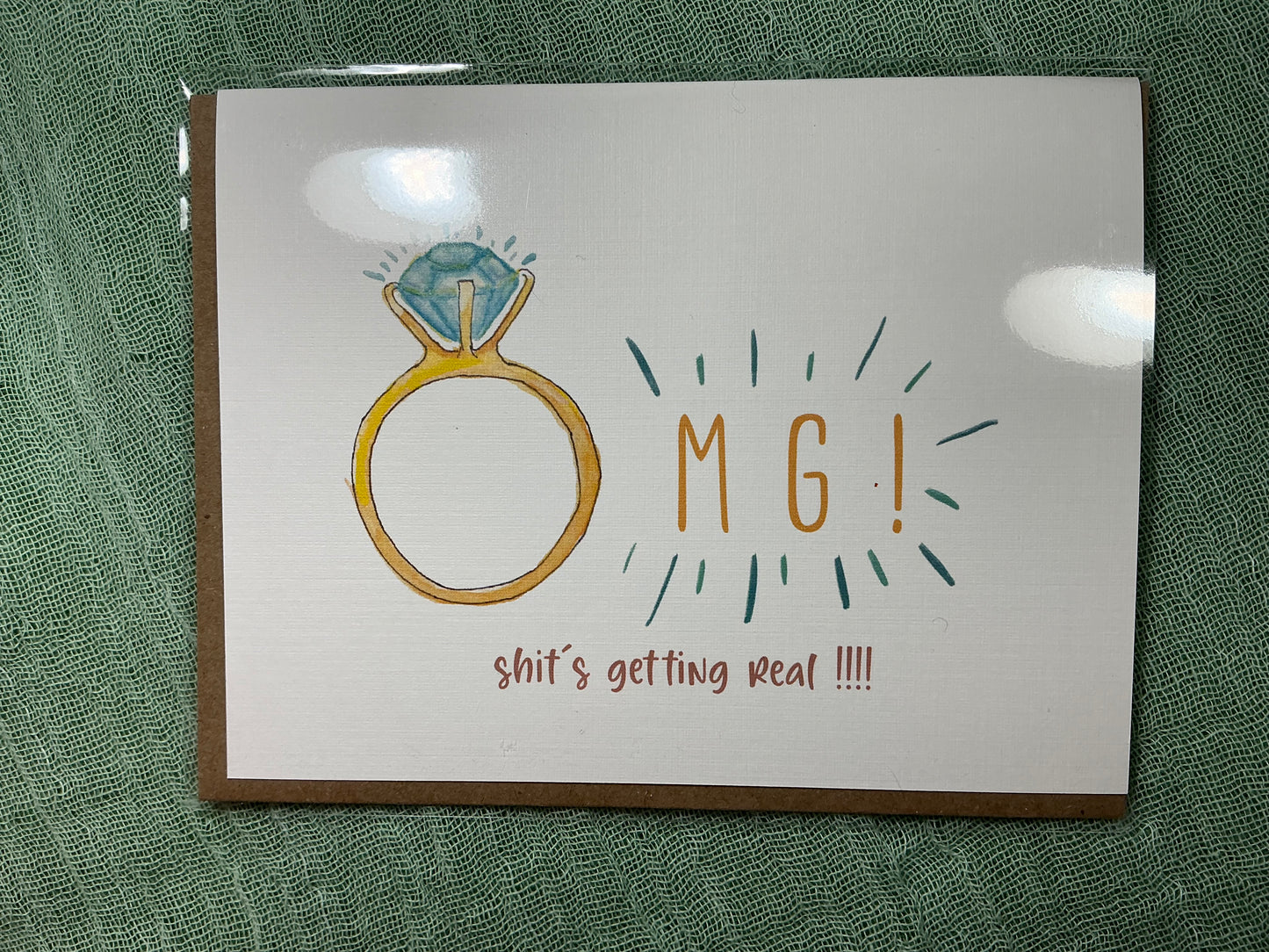 OMG shits getting real wedding watercolour card