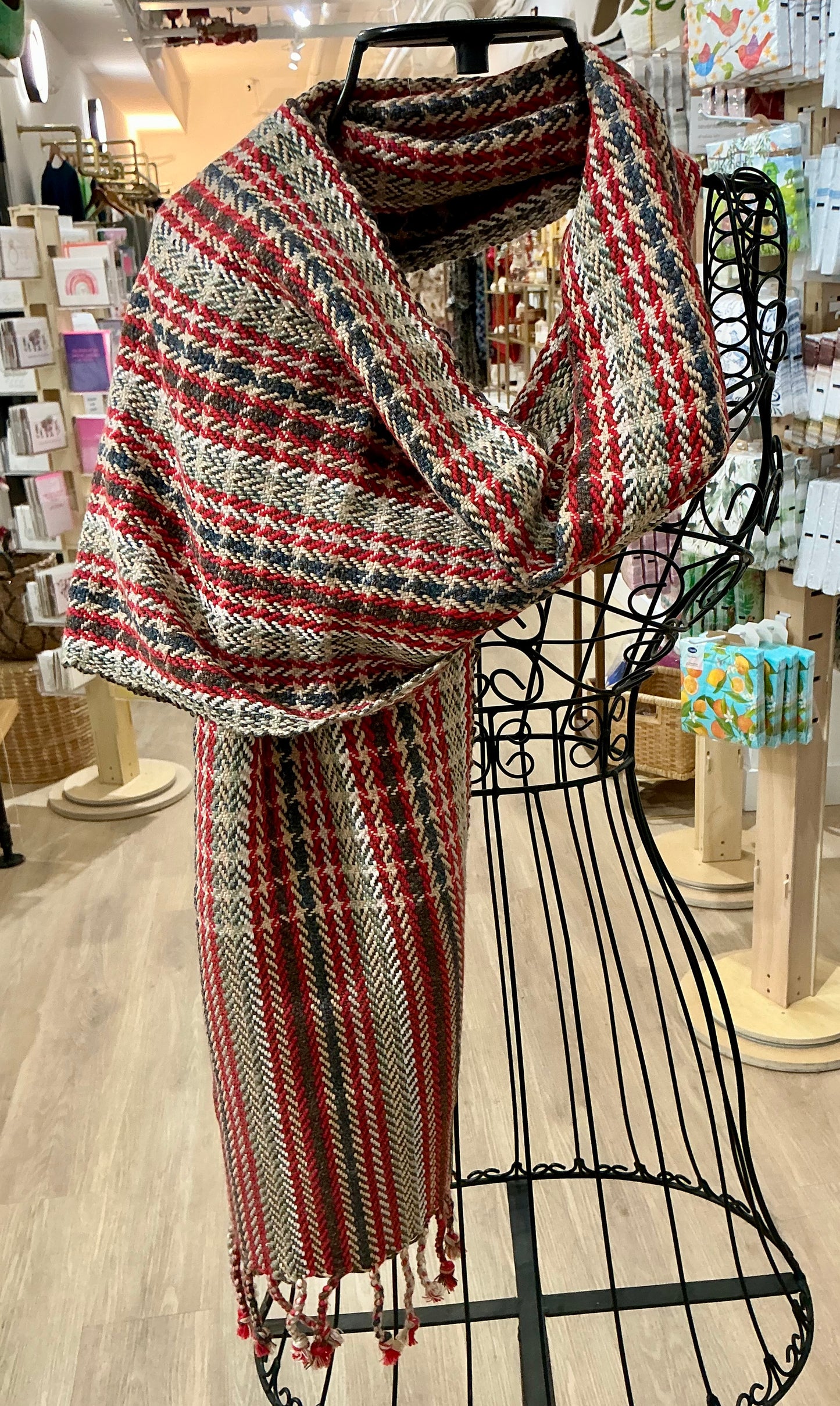 Silk Viscose Banana Fibre Scarf (Red Weave)